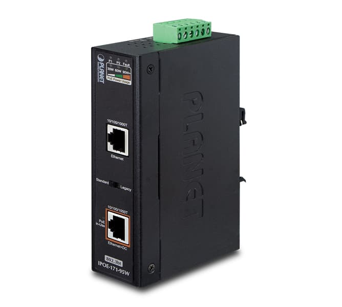  Industrial Single-Port 10/100/1000Mbps 802.3bt PoE Injector