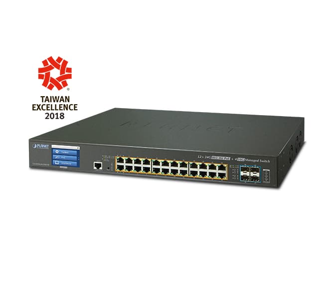 L2+ 24-Port 10/100/1000T Ultra PoE + 4-Port 10G SFP+ Managed Switch with LCD touch screen 