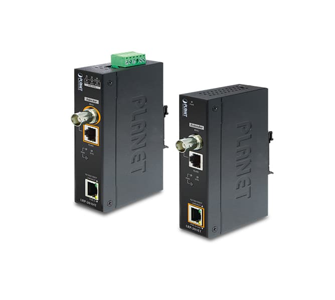 Industrial 1-Port 10/100/1000T Ultra PoE + 1-Port Coax/UTP Long Reach PoE Kit (LRP-201ET + LRP-201HT)