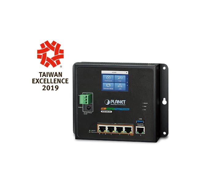 Industrial Wall-mount Gigabit Router with 4-Port 802.3at PoE+ and LCD Touch Screen 
