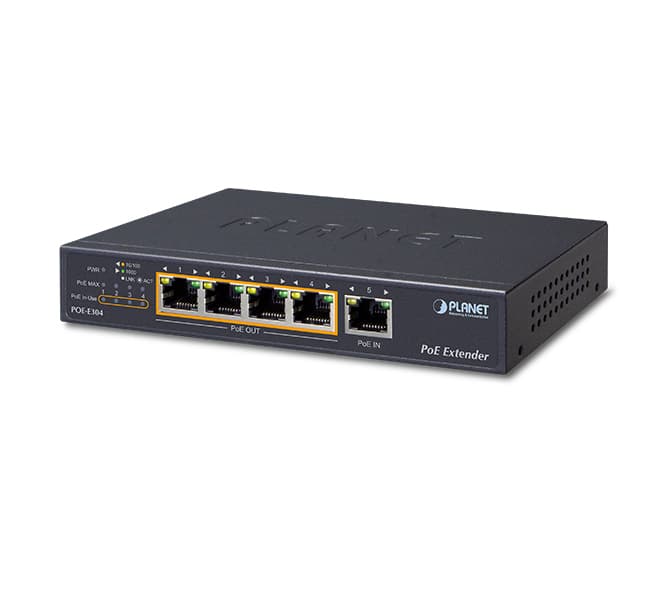 1-Port Ultra PoE to 4-Port 802.3af/at Gigabit PoE Extender 