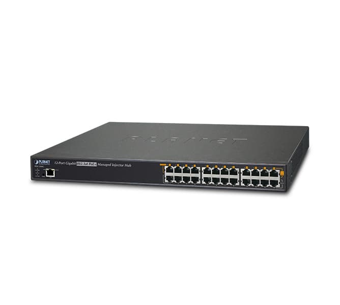 12-Port Gigabit IEEE 802.3at PoE+ Managed Injector Hub (220 watts) 