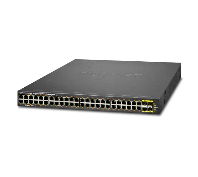 L2+ 48-Port 10/100/1000T 802.3at PoE + 4-Port Shared 100/1000X SFP Managed Switch