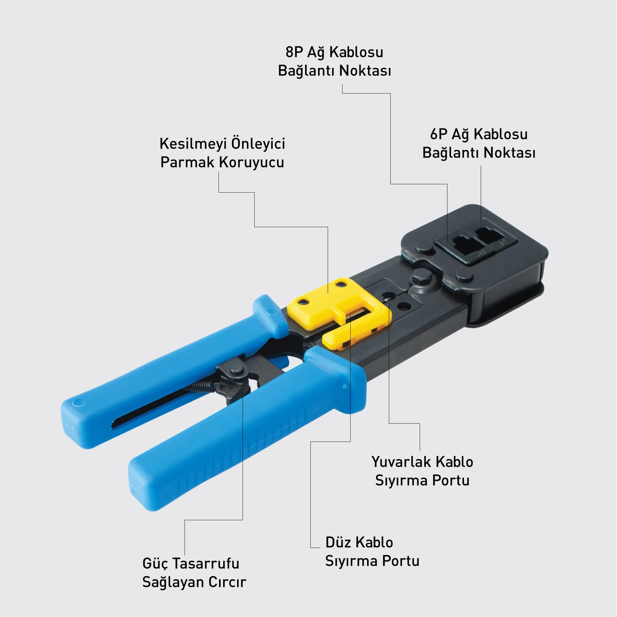 6P/6C - 8P/8C EZ Snap in Modular Plug Sıkma Pensesi 2
