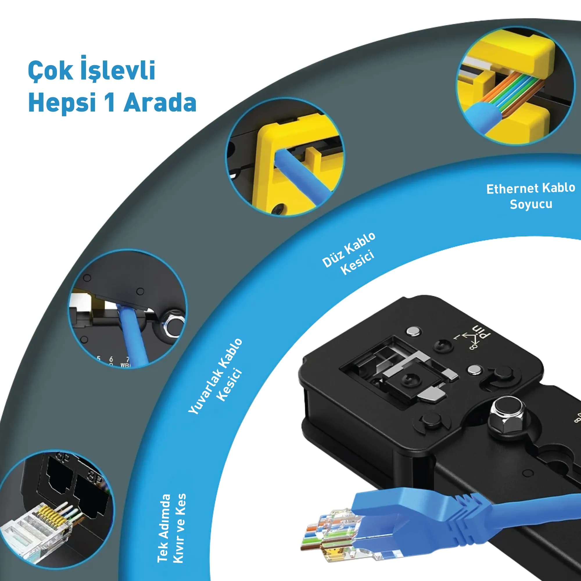 6P/6C - 8P/8C EZ Snap in Modular Plug Sıkma Pensesi 4