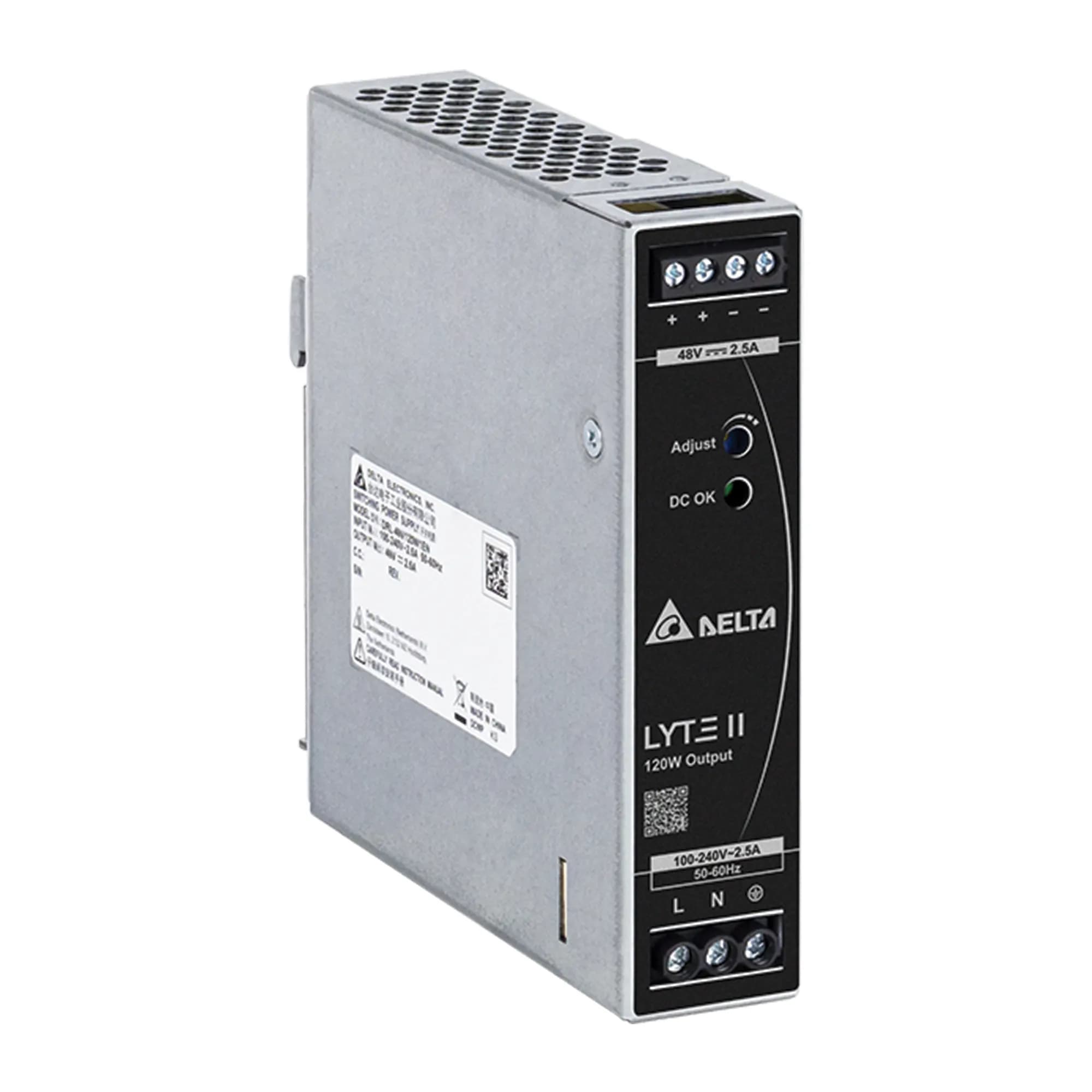 DELTA LYTE II Series 120W 48V 2.5A Industrial DIN-Rail Power Supply