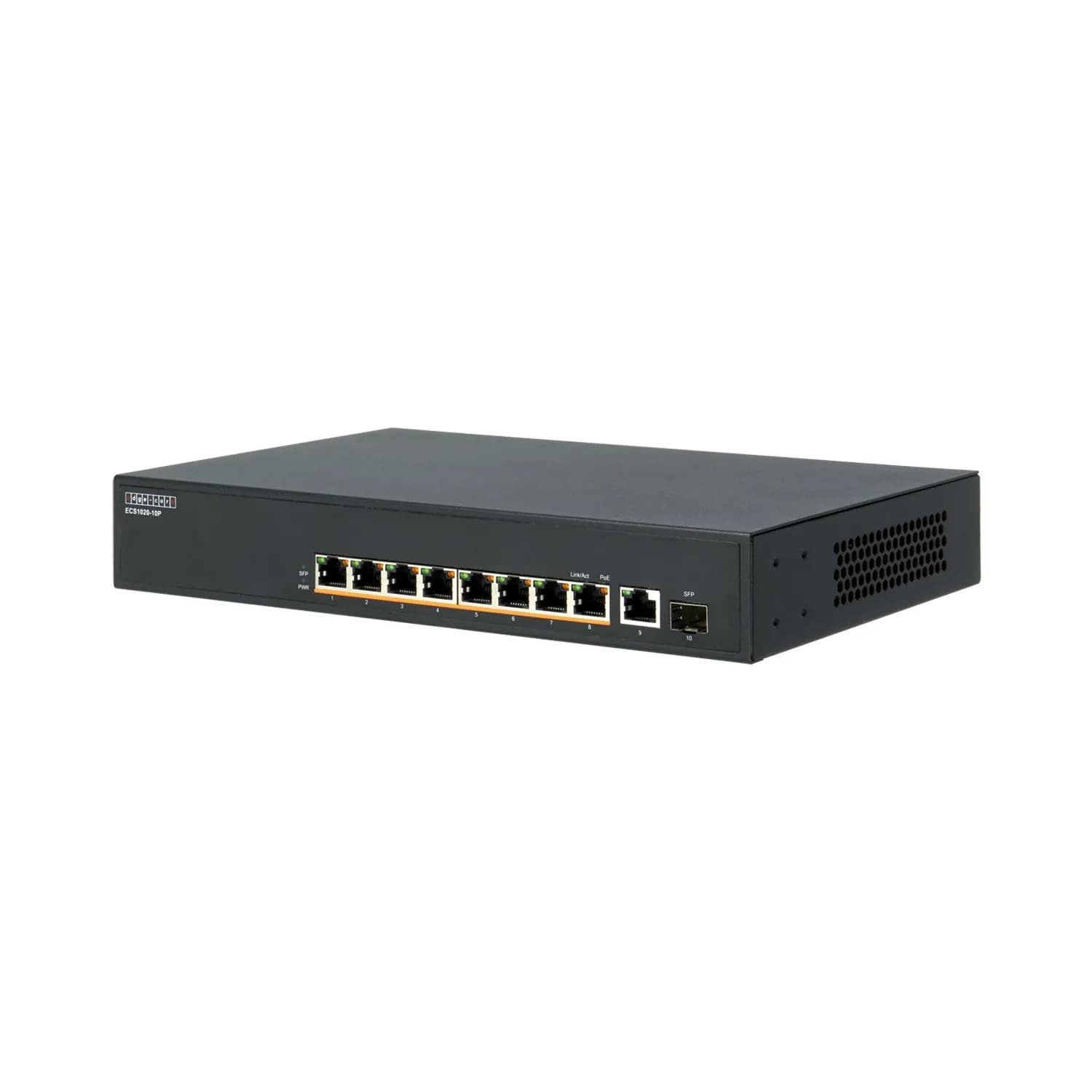 9 ports 10/100/1000Base-T + 1 port 1G SFP uplink ports with 8 port PoE (140W) 2
