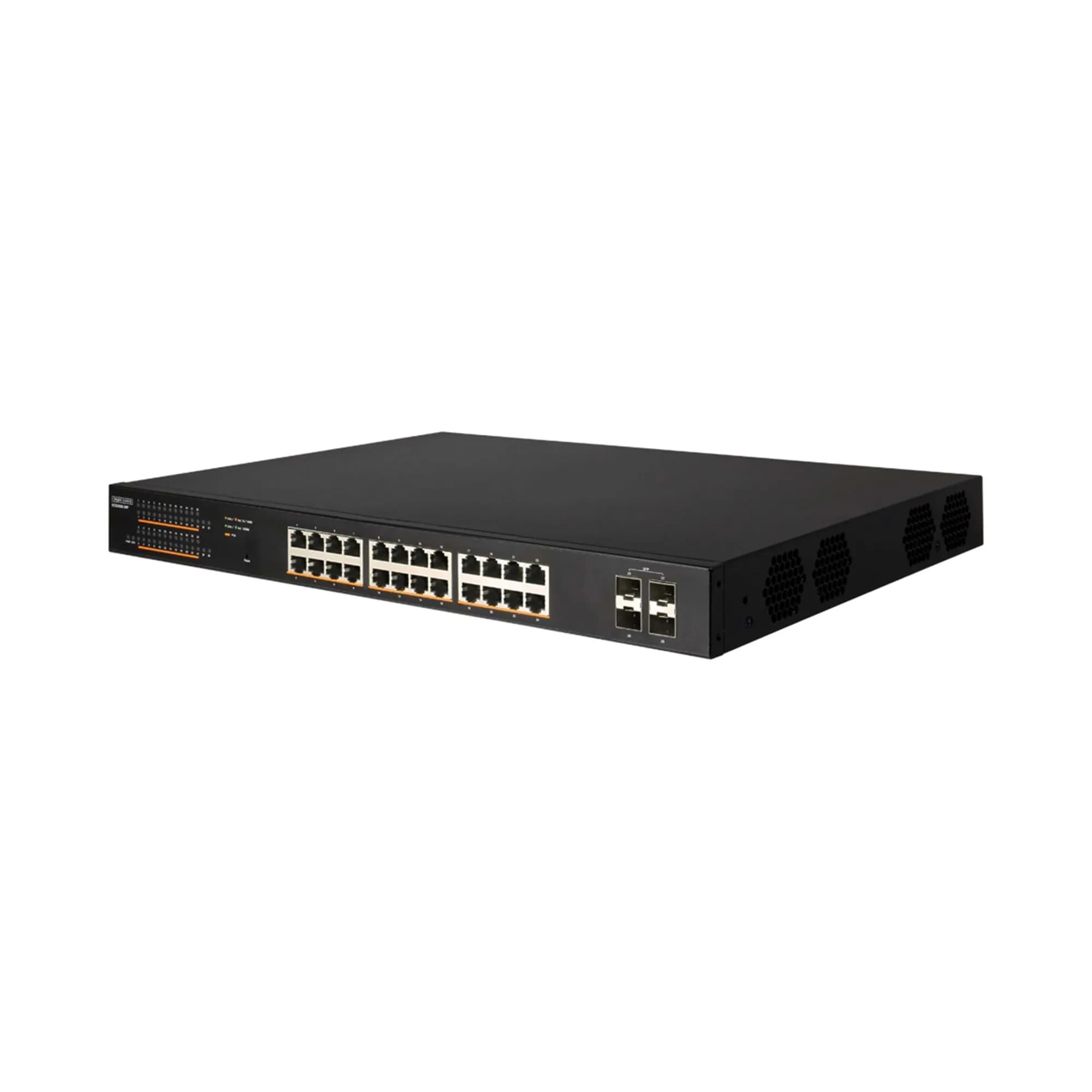 24 ports 10/100/1000Base-T + 4G SFP uplink ports with 24 port PoE (190W)