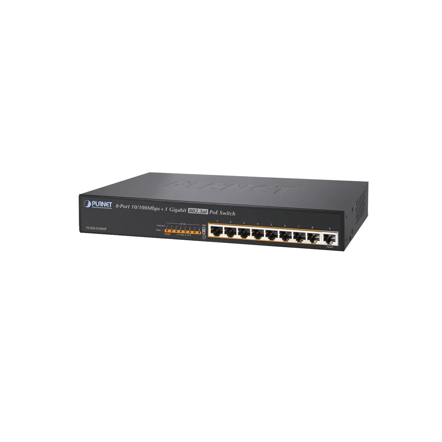 8 Port 10/100Mbps 802.3at PoE+1 Port 1000Mbps Desktop Switch