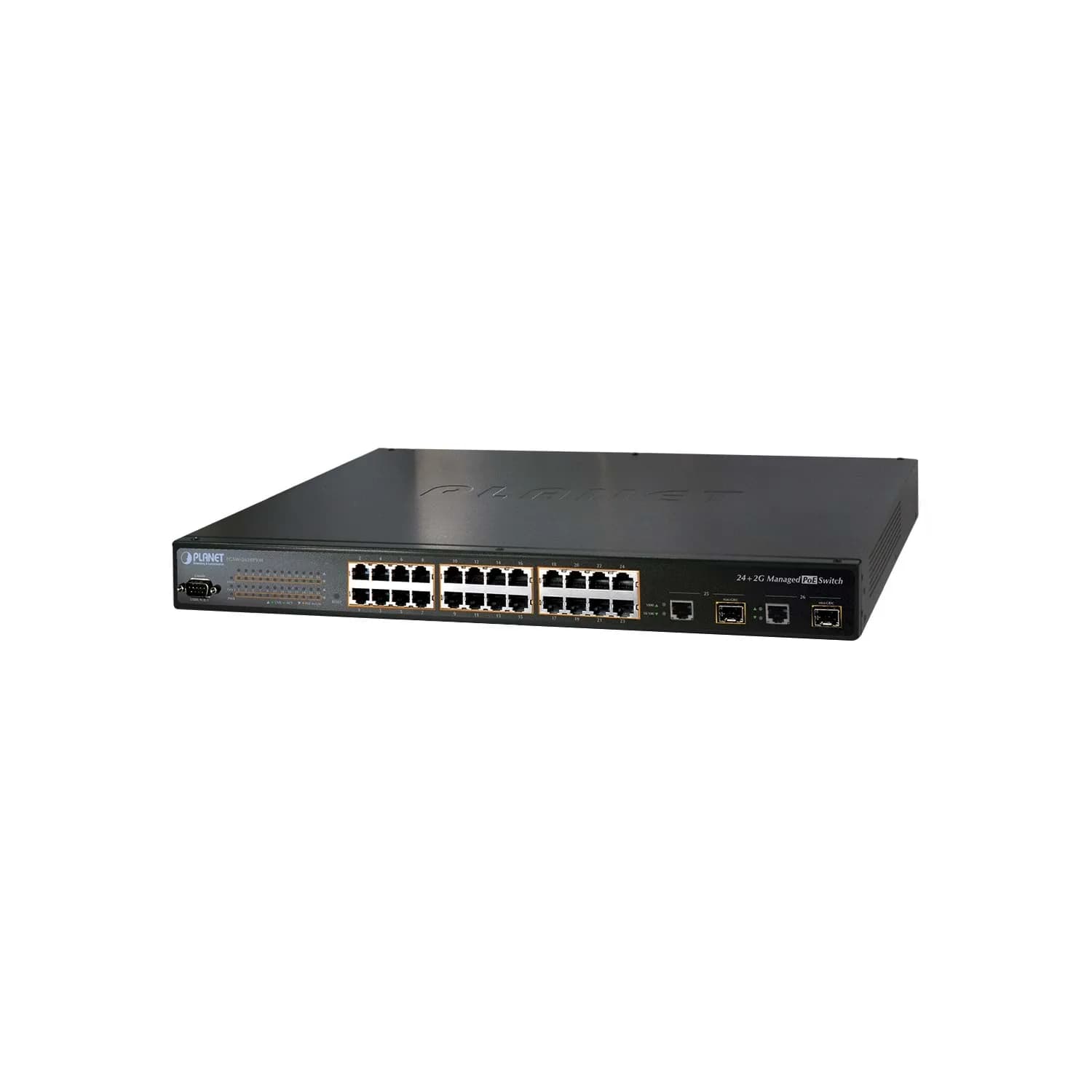 SNMP Managed 24-Port 802.3af 10/100 PoE Ethernet Switch + 2-Port 1000Base-T/MiniGBIC