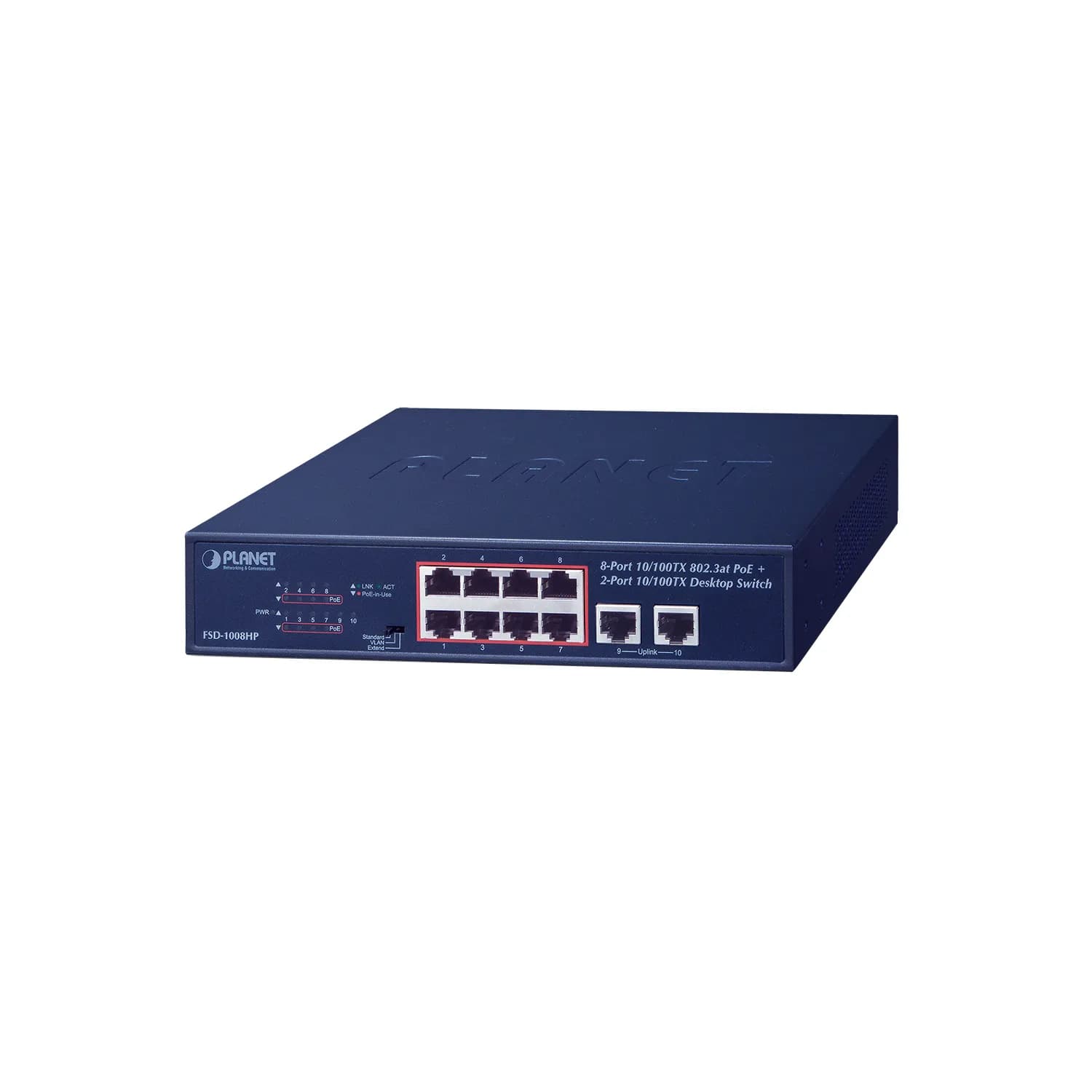 8-Port 10/100TX 802.3at PoE + 2-Port 10/100TX Desktop Switch