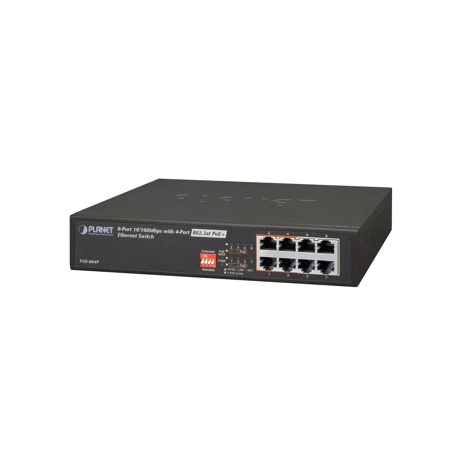 10" 8-Port 10/100 Ethernet Switch with 4-Port 802.3af PoE Injector