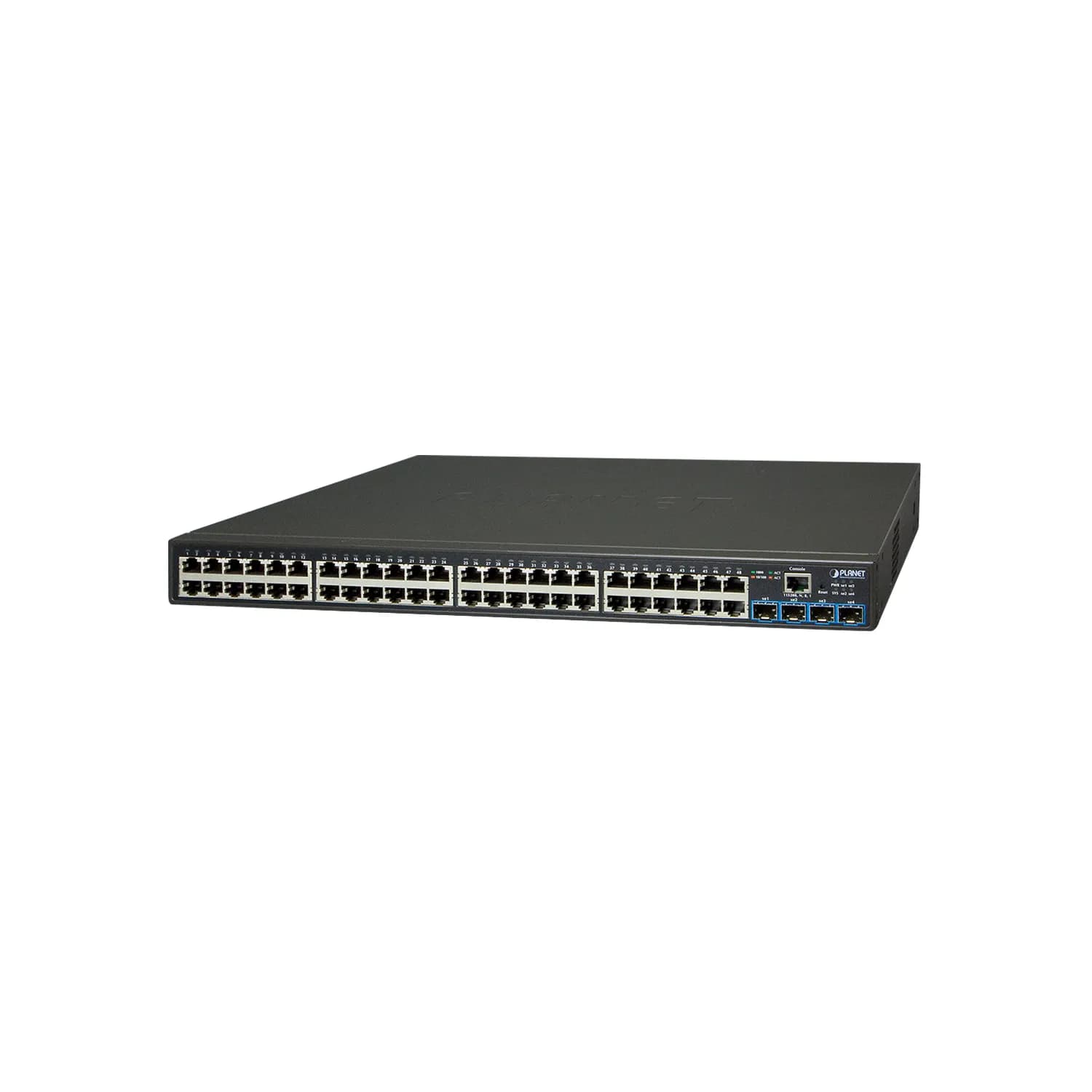 48-port 10/100/1000T + 4-port 10G SFP+ Web Smart Manageable Ethernet Switch, 802.1Q VLAN, IGMP Snooping, MSTP, LACP, SNMPv1/v2c