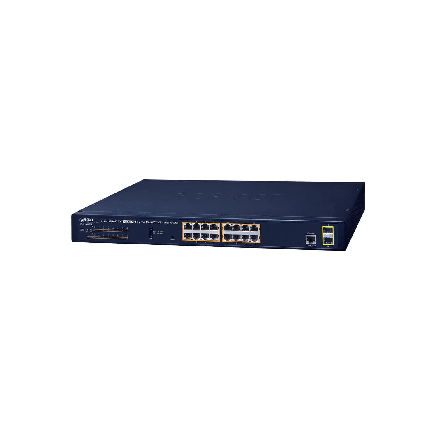 IPv6/IPv4, 16-Port Managed 802.3at POE+ Gigabit Ethernet Switch + 2-Port 100/1000X SFP (220W)