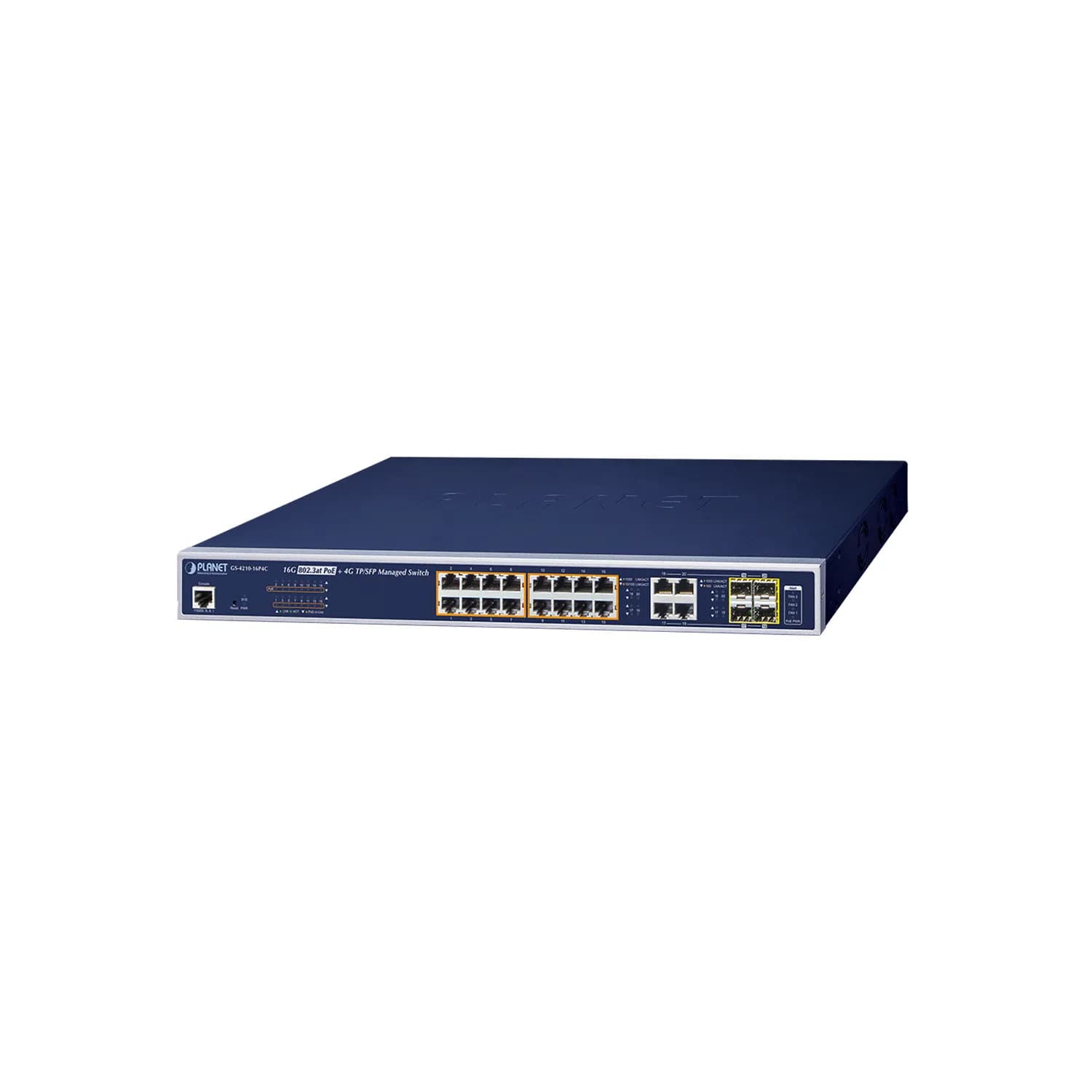 16-Port 10/100/1000T 802.3at PoE + 4-Port Gigabit TP/SFP Combo Managed Switch 220W
