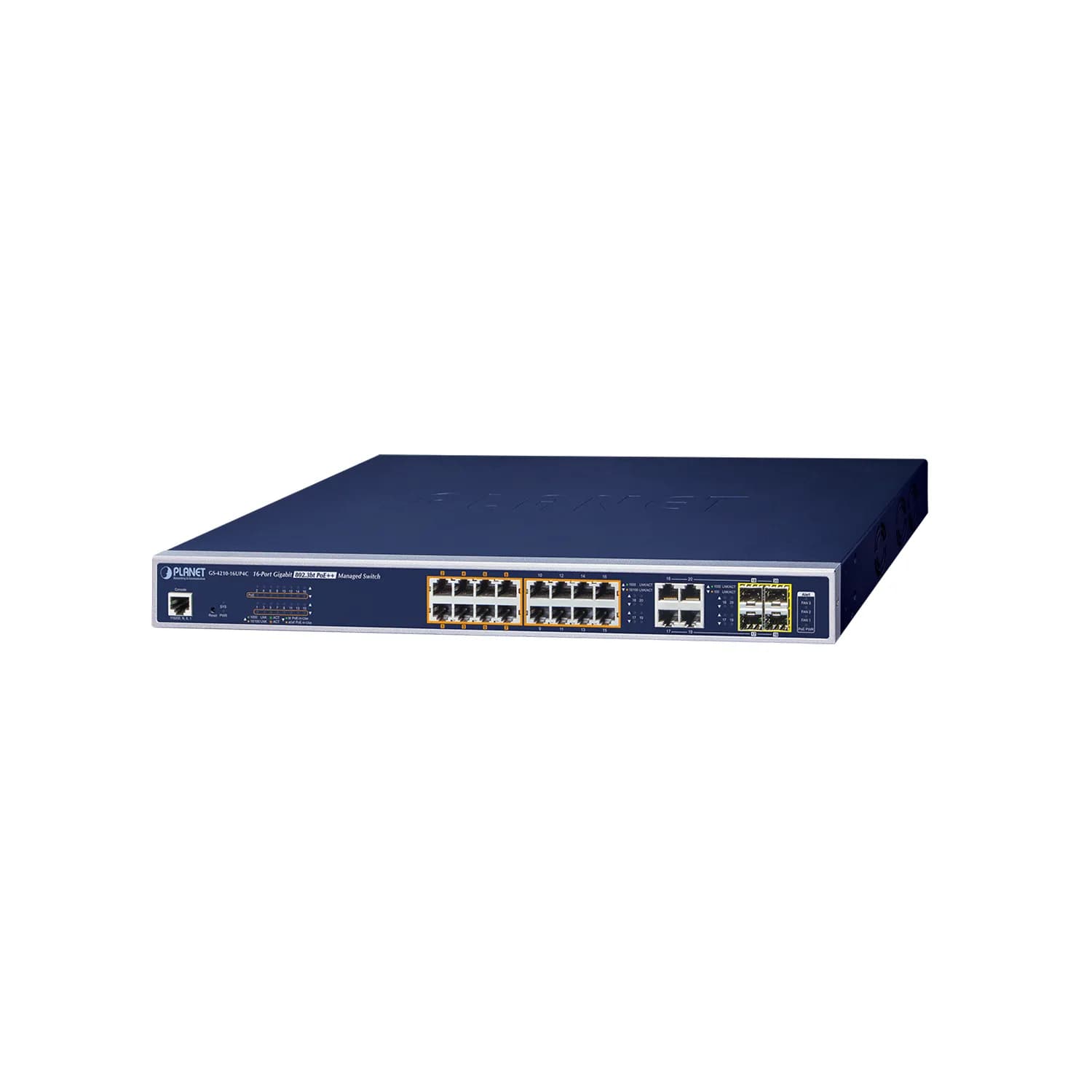 IPv6/IPv4, 16-Port Managed 60W Ultra PoE Gigabit Ethernet Switch + 4-Port Gigabit Combo TP/SFP (400W PoE budget, SNMPv3, 802.1Q VLAN, IGMP Snooping, S