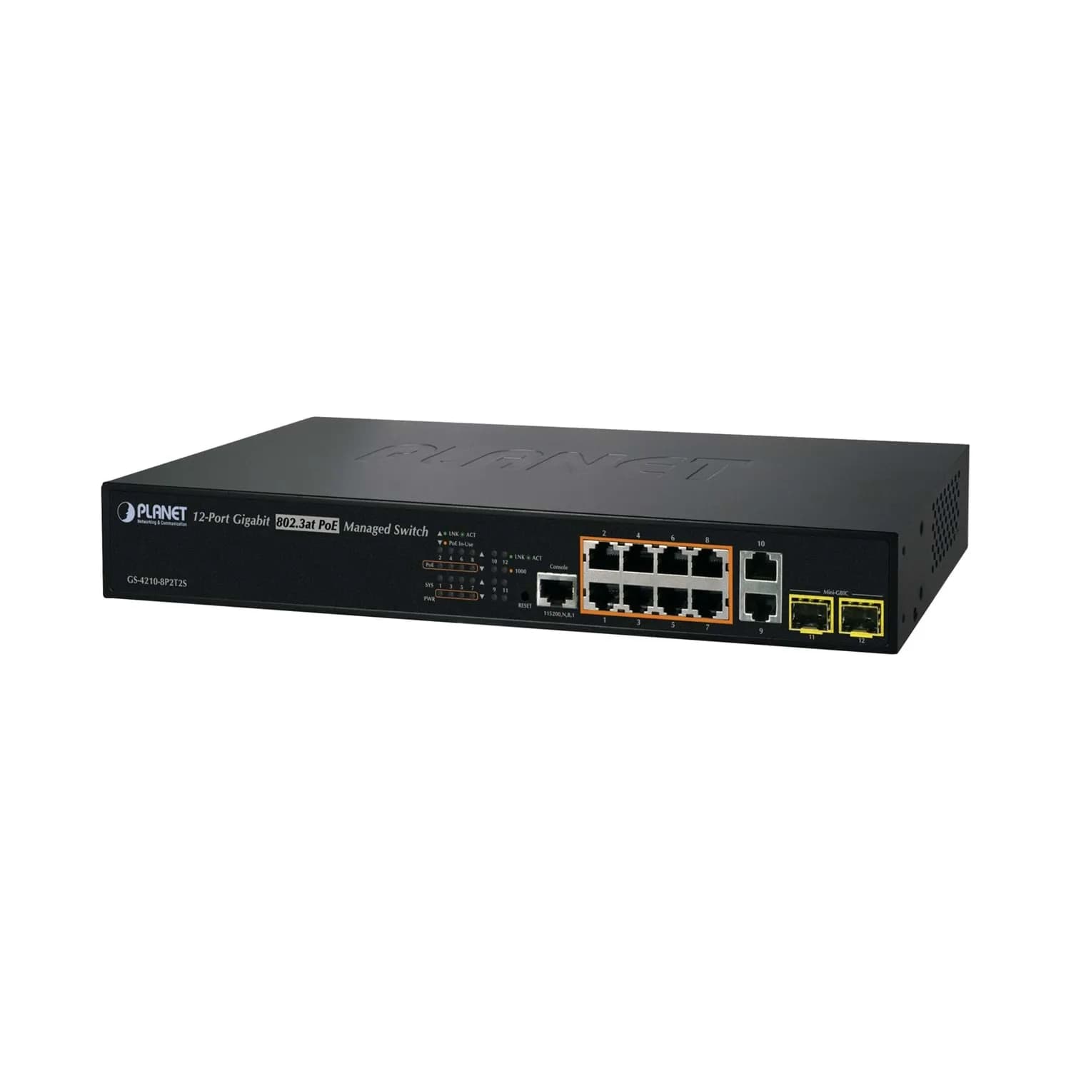 8-Port 10/100/1000T 802.3at PoE + 2-Port10/100/1000T + 2-Port 100/1000X SFP Managed Switch