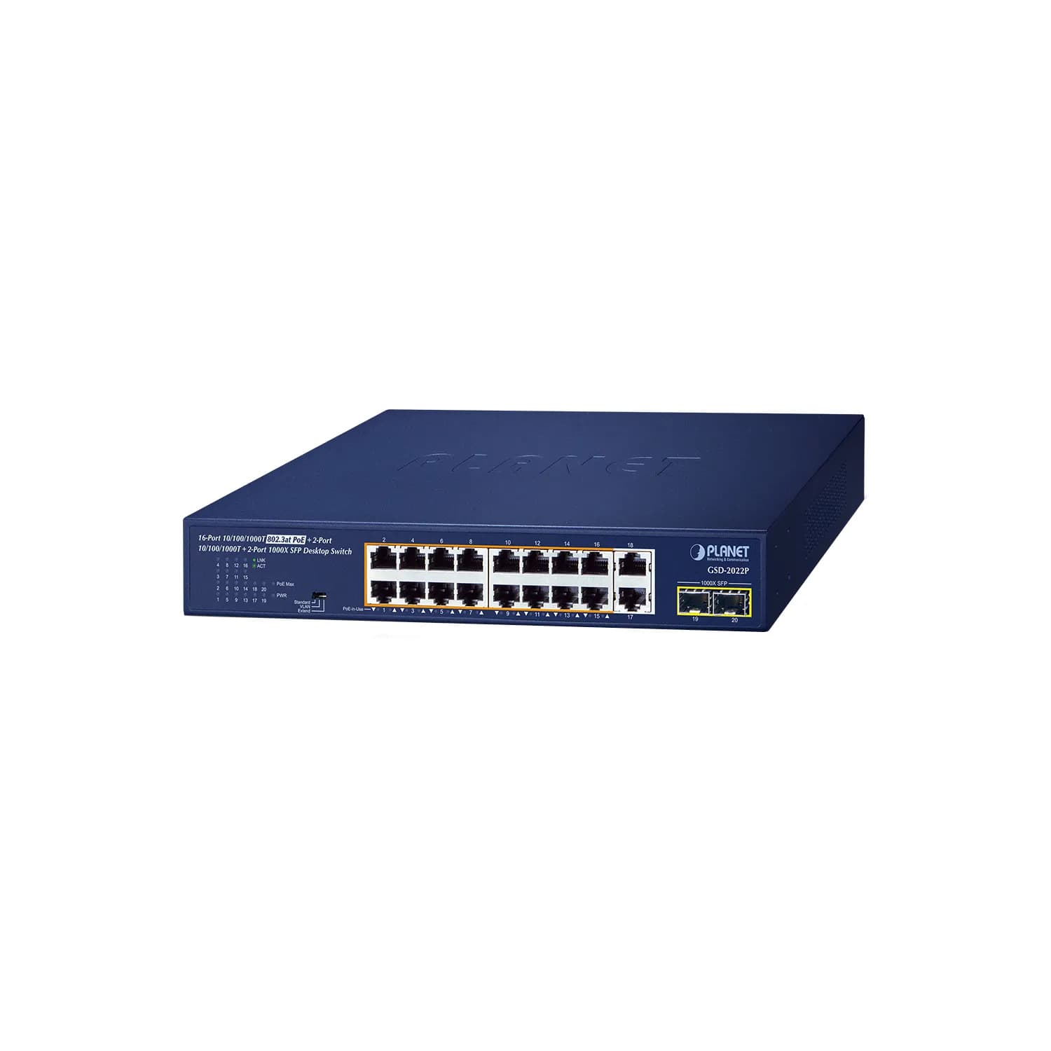 4-Port 10/100/1000T 802.3at POE + 2-Port 10/100/1000T Desktop Switch (55W POE Budget, External Power Supply)