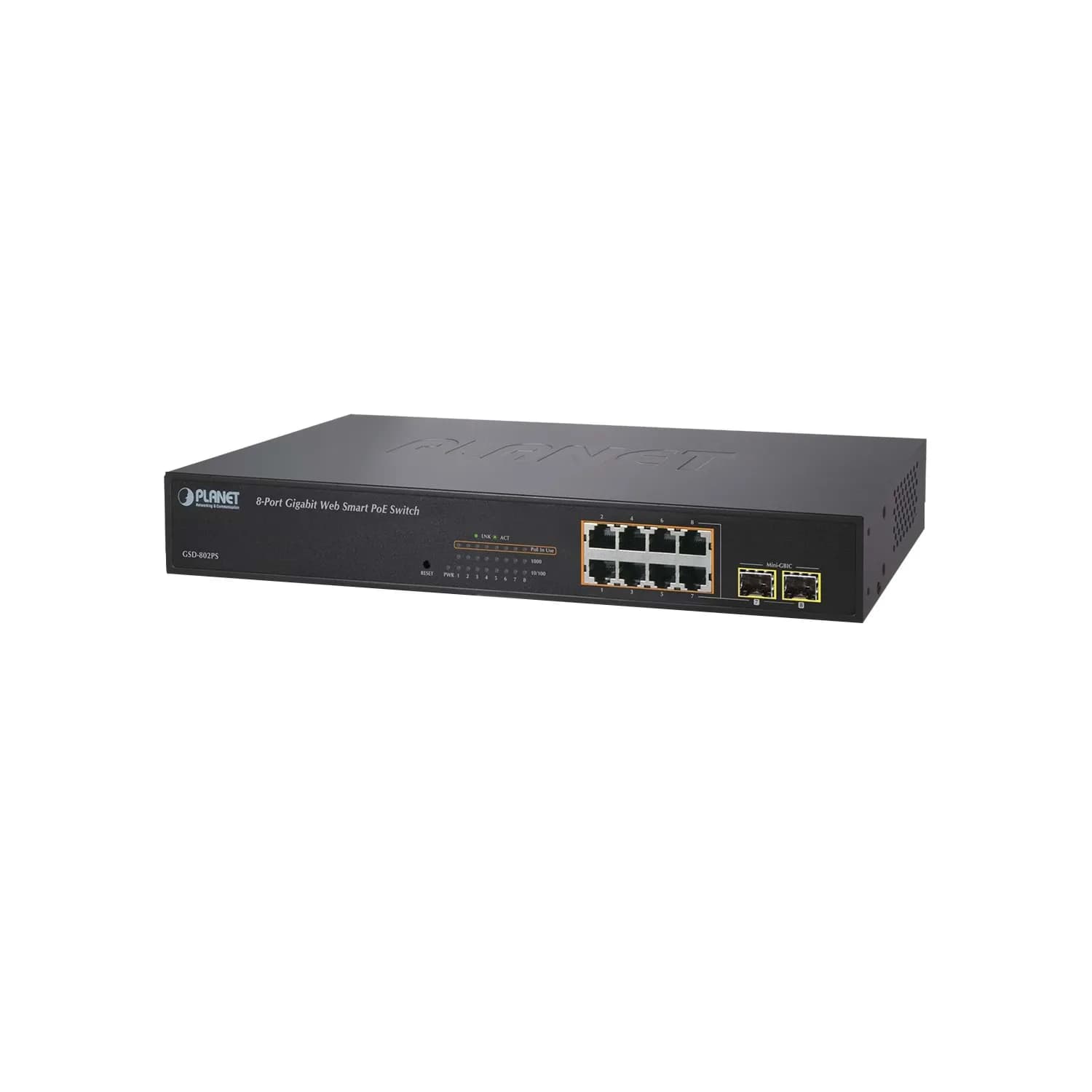 8-Port Web/Smart Gigabit PoE (802.3af) Switch with 2-Port SFP