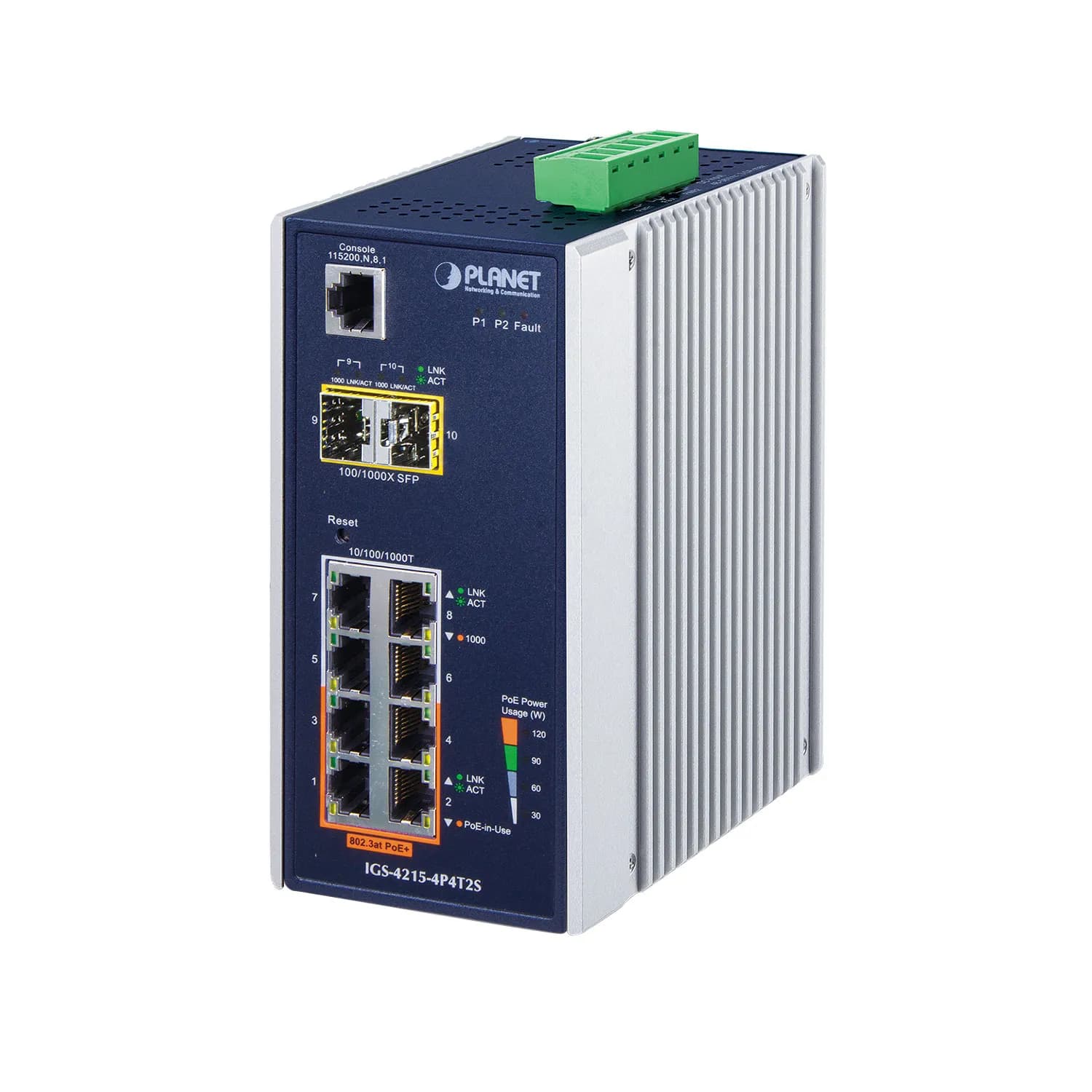 Industrial 4-Port 10/100/1000T 802.3at PoE + 4-Port 10/100/1000T + 2-Port 100/1000X SFP Managed Switch (-40~75 degrees C)