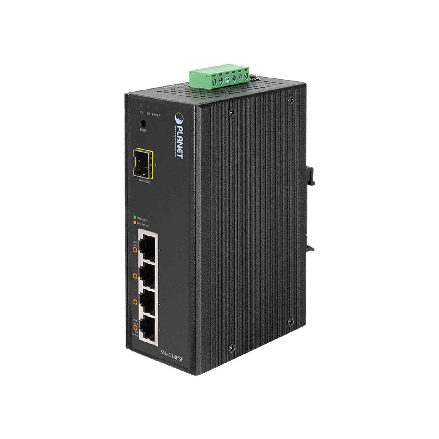 IP30 4-Port/TP+1-Port Fiber(SFP) Web/Smart POE Industrial Fast Ethernet Switch (-10 to 60 C)