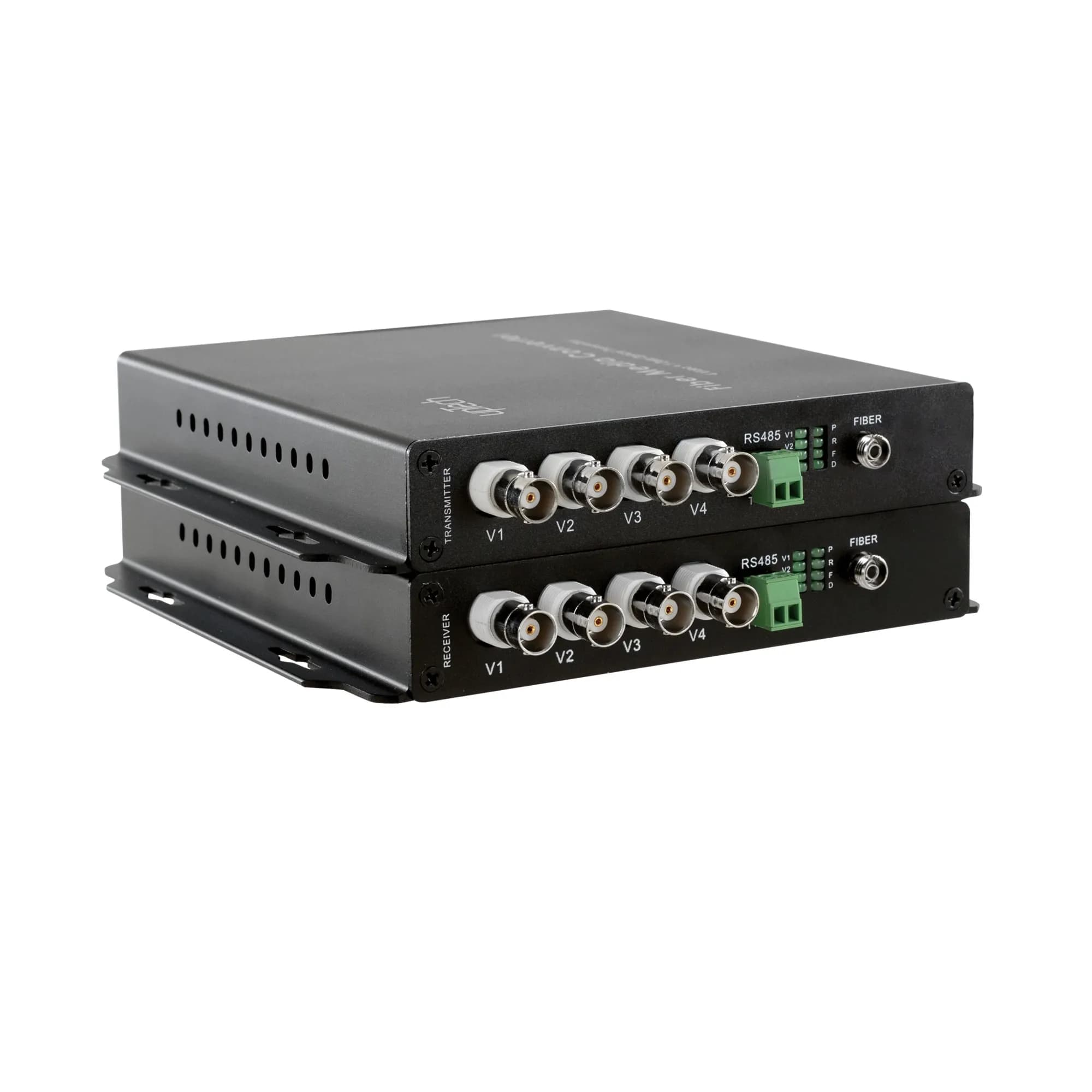 Fiber Media Converter - 4 Video + 1 Data - Pair