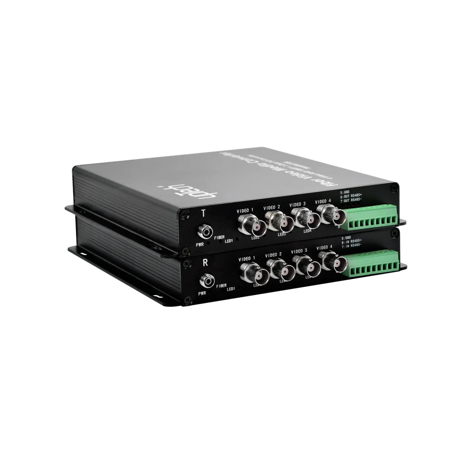 Fiber Media Converter - 4 Video + 1 Data - Pair support AHD 1080P