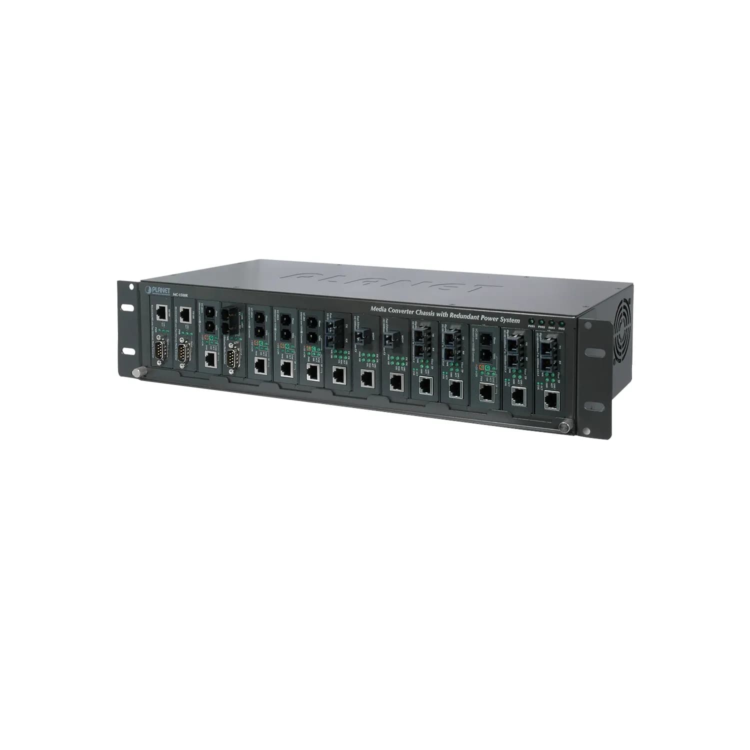15-slot 19" Media Converter Chassis with Redundant Power Option