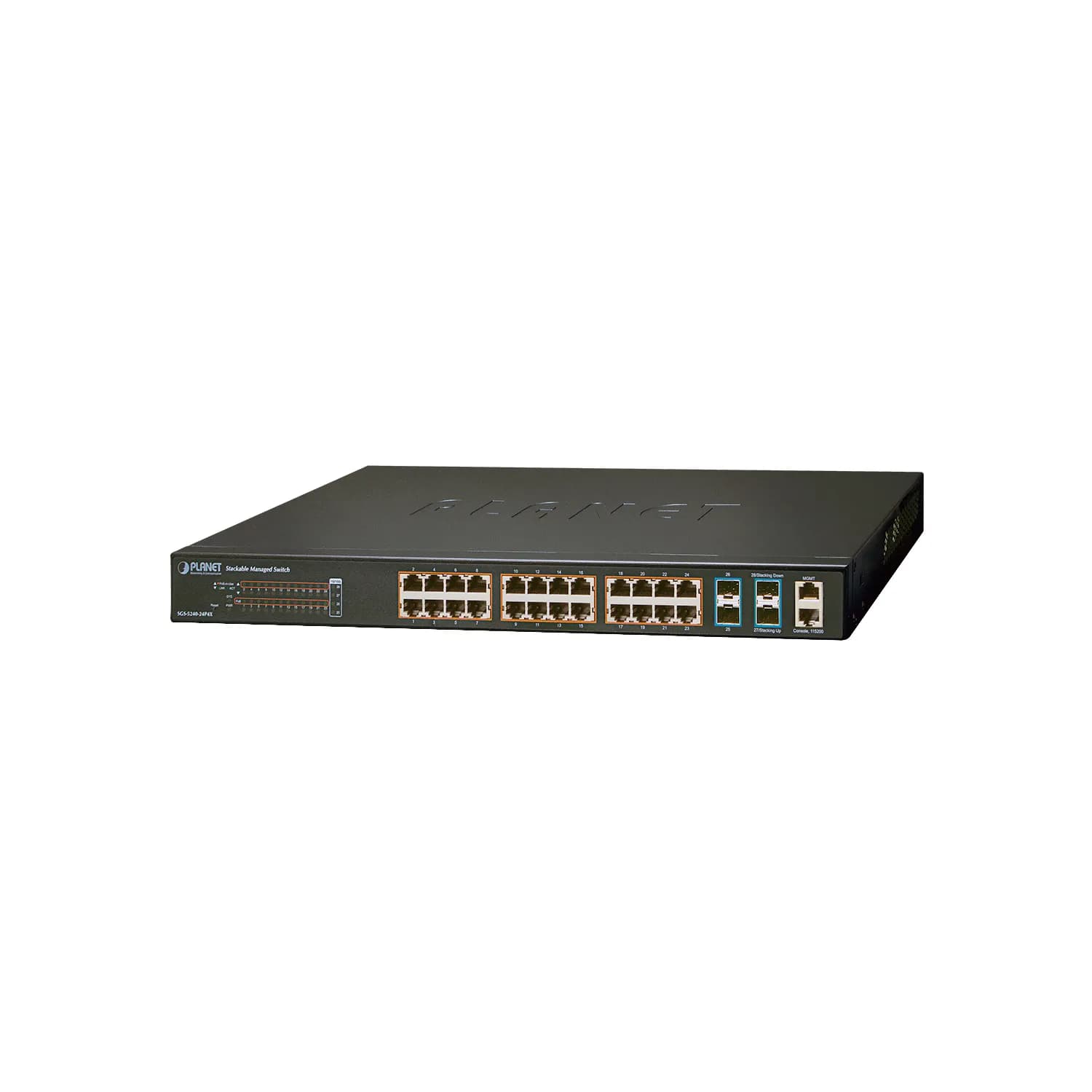 L2+ 24-Port 10/100/1000T 802.3at PoE + 4-Port 10G SFP+ Stackable Managed Switch (370-watt PoE budget, Hardware Layer3 IPv4/IPv6 Static Routing, ERPS)