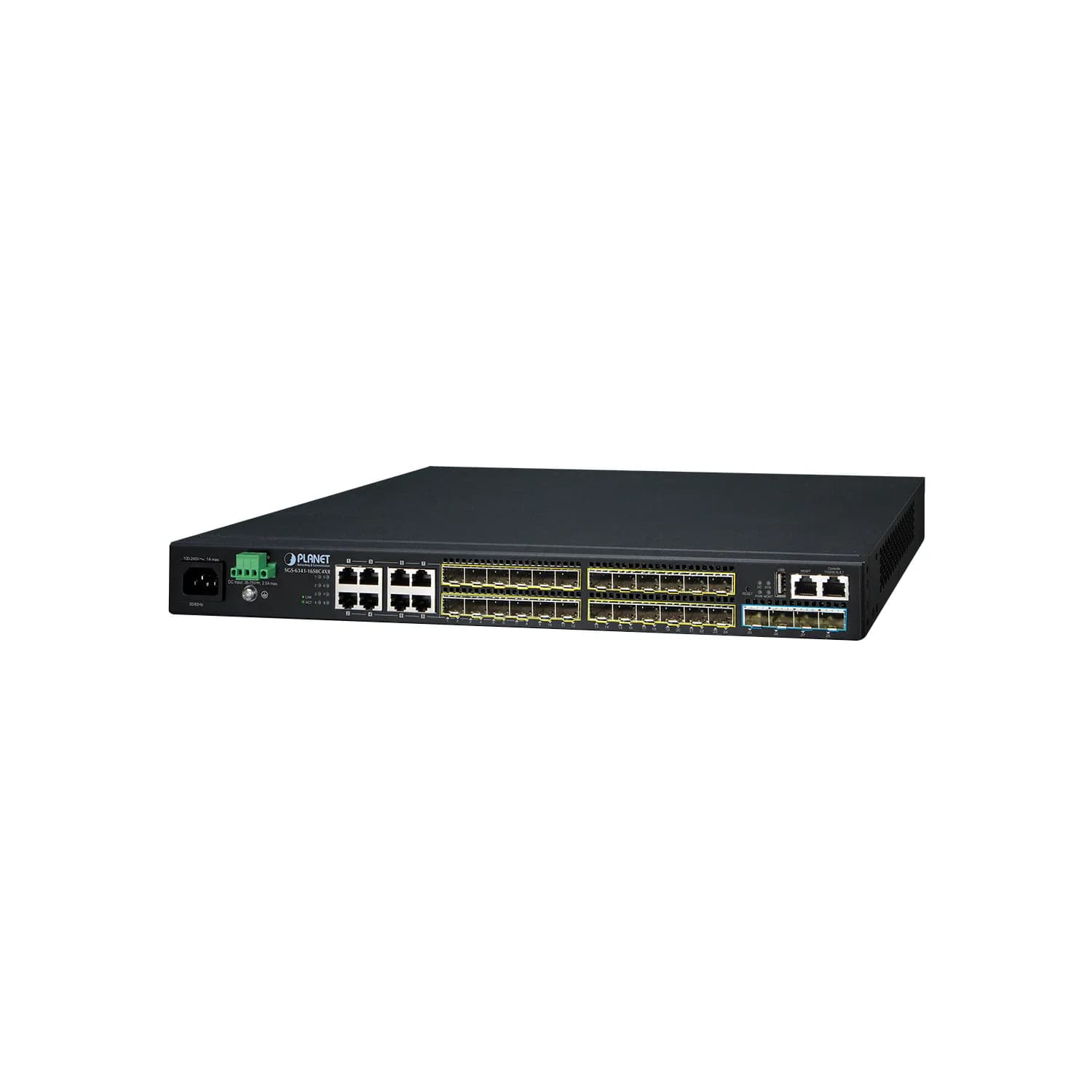 Layer 3 16-Port 100/1000X SFP + 8-Port Gigabit TP/SFP 1000X SFP + 4-Port 10G SFP+ Stackable Managed Gigabit Switch with 12V DC Redundant Power