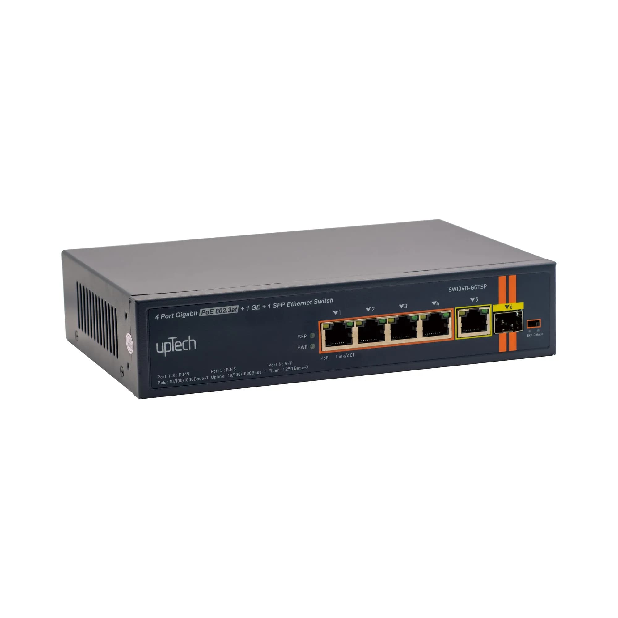 Unmanaged 4x 10/100/1000M PoE + 1x1000Base-T RJ45 + 1 x GE SFP 75W PoE Ethernet Switch 2