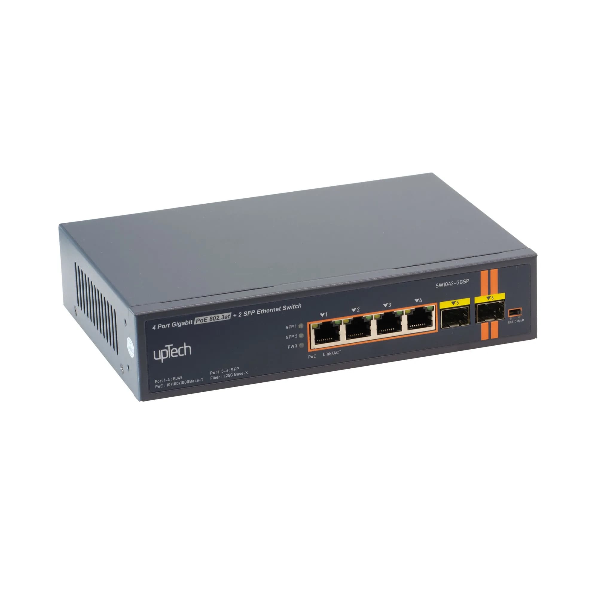 Unmanaged 4x 10/100/1000M PoE RJ45 ports + 2x GE SFP 75W PoE Ethernet Switch 2
