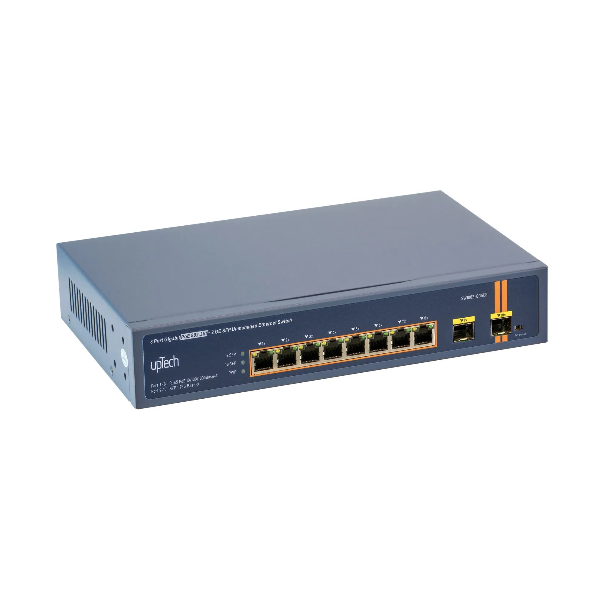 Unmanaged 8x 10/100/1000M PoE RJ45 ports (1-4 ports 802.3bt) + 2x GE SFP 300W PoE Ethernet Switch 4