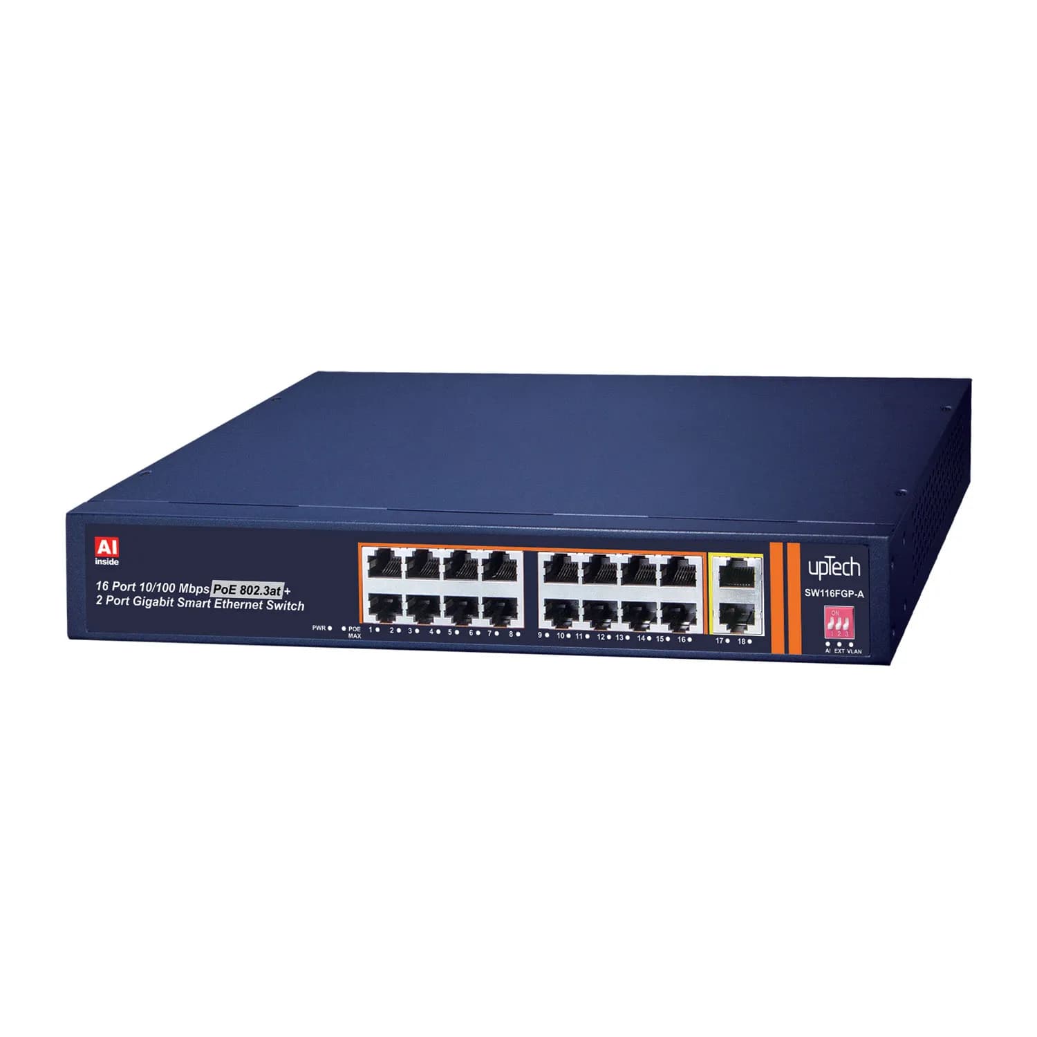 16 ports 10/100M POE Switch with 2 Gigabit Uplink ,IEEE802.3af/at,250W