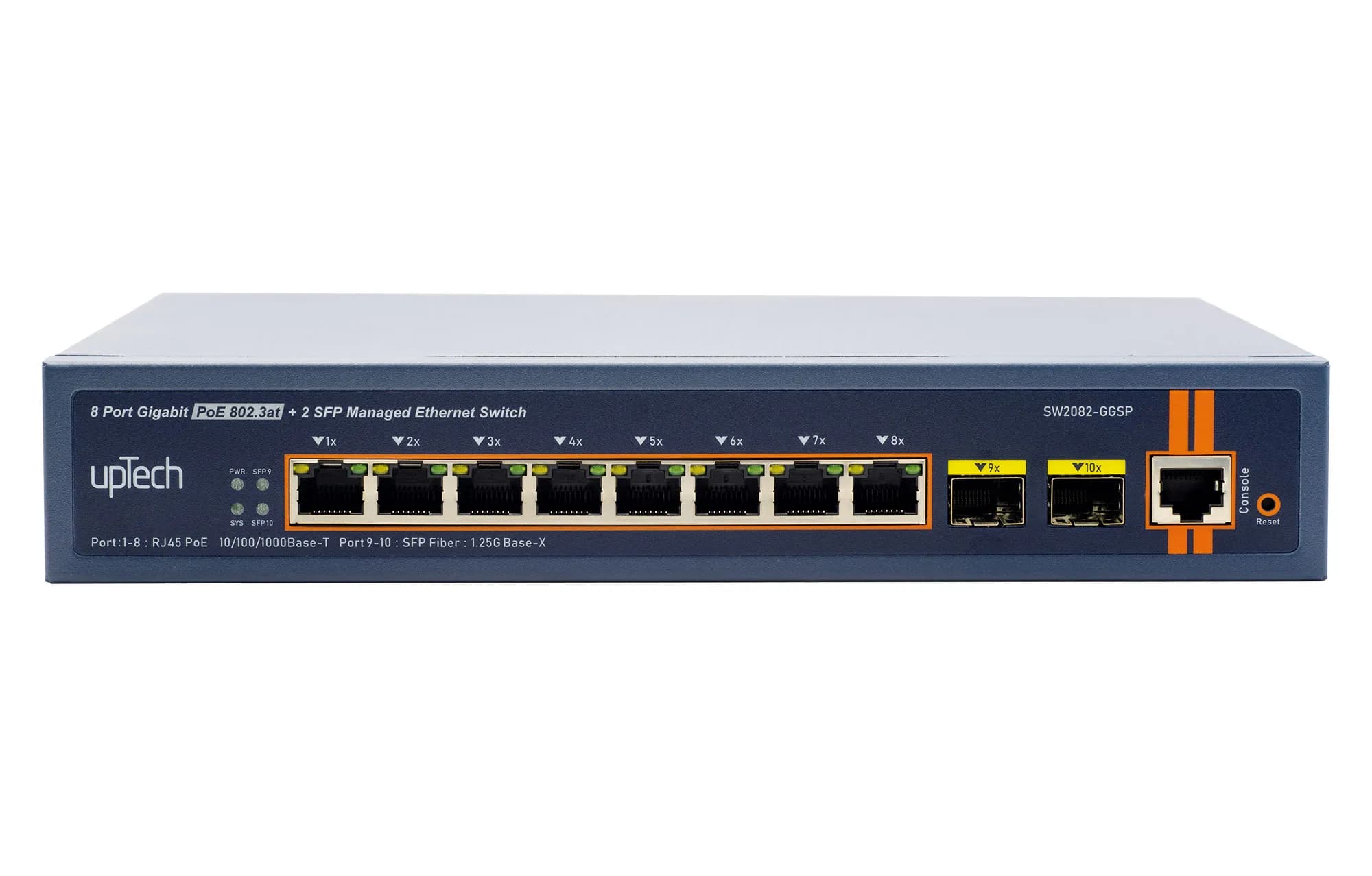 L2+ Managed 8x 10/100/1000M PoE RJ45 ports + 2x GE SFP 120W PoE Ethernet Switch