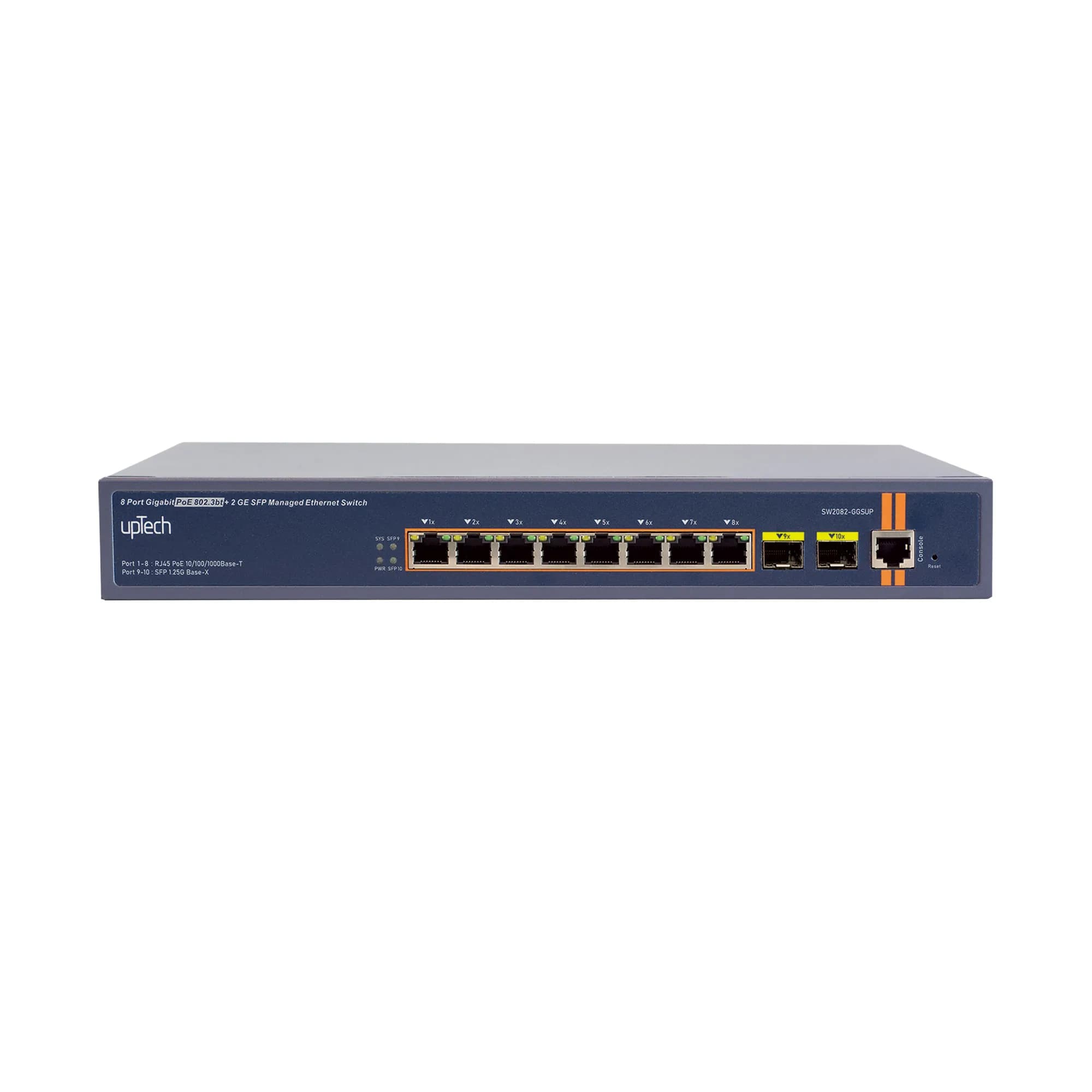 L2+ Managed 8x 10/100/1000M PoE RJ45 ports (1-4ports 802.3bt)+ 2x GE SFP 300W PoE Ethernet Switch