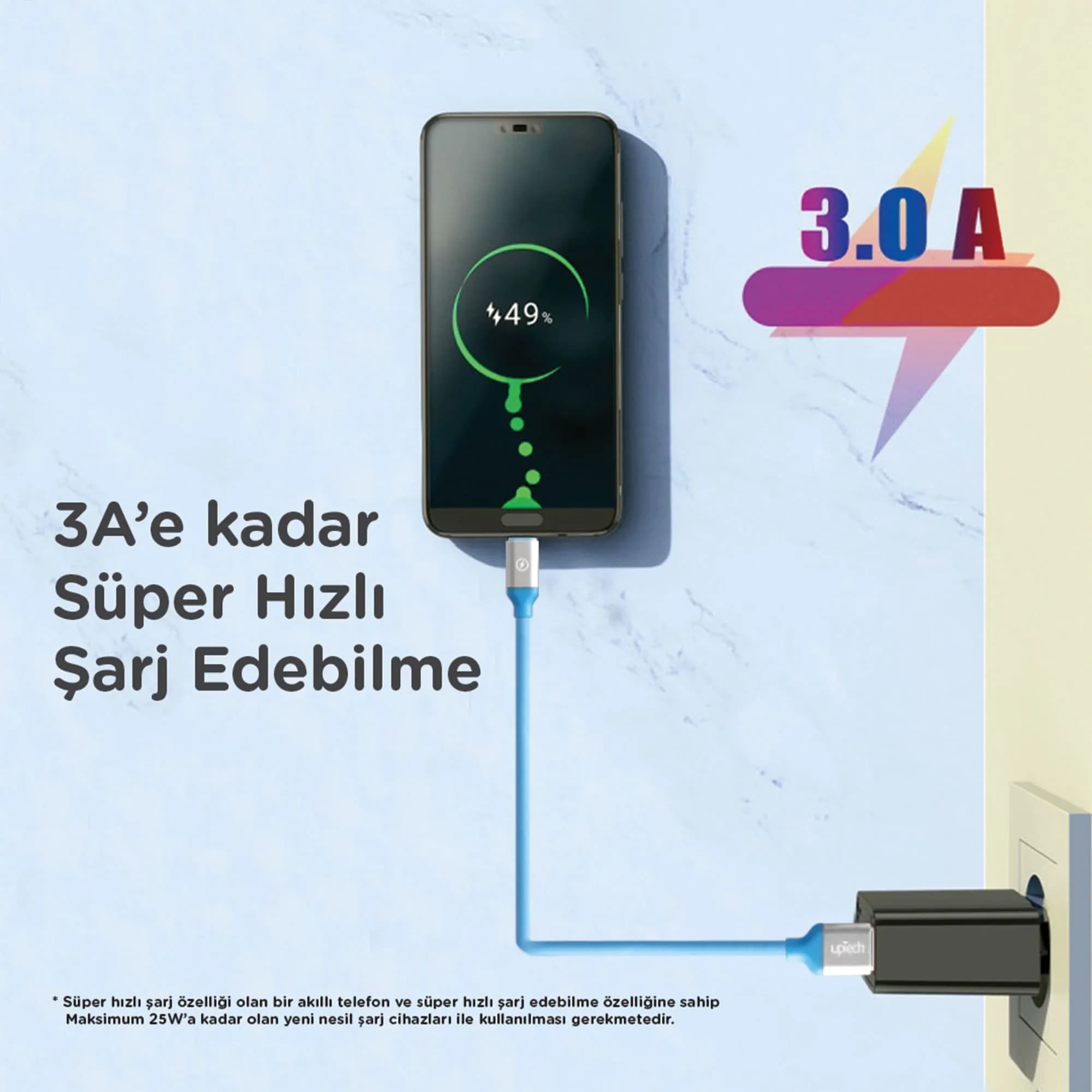 USB to Micro USB Charge&Sync Cable 1.2mt - Blue 4