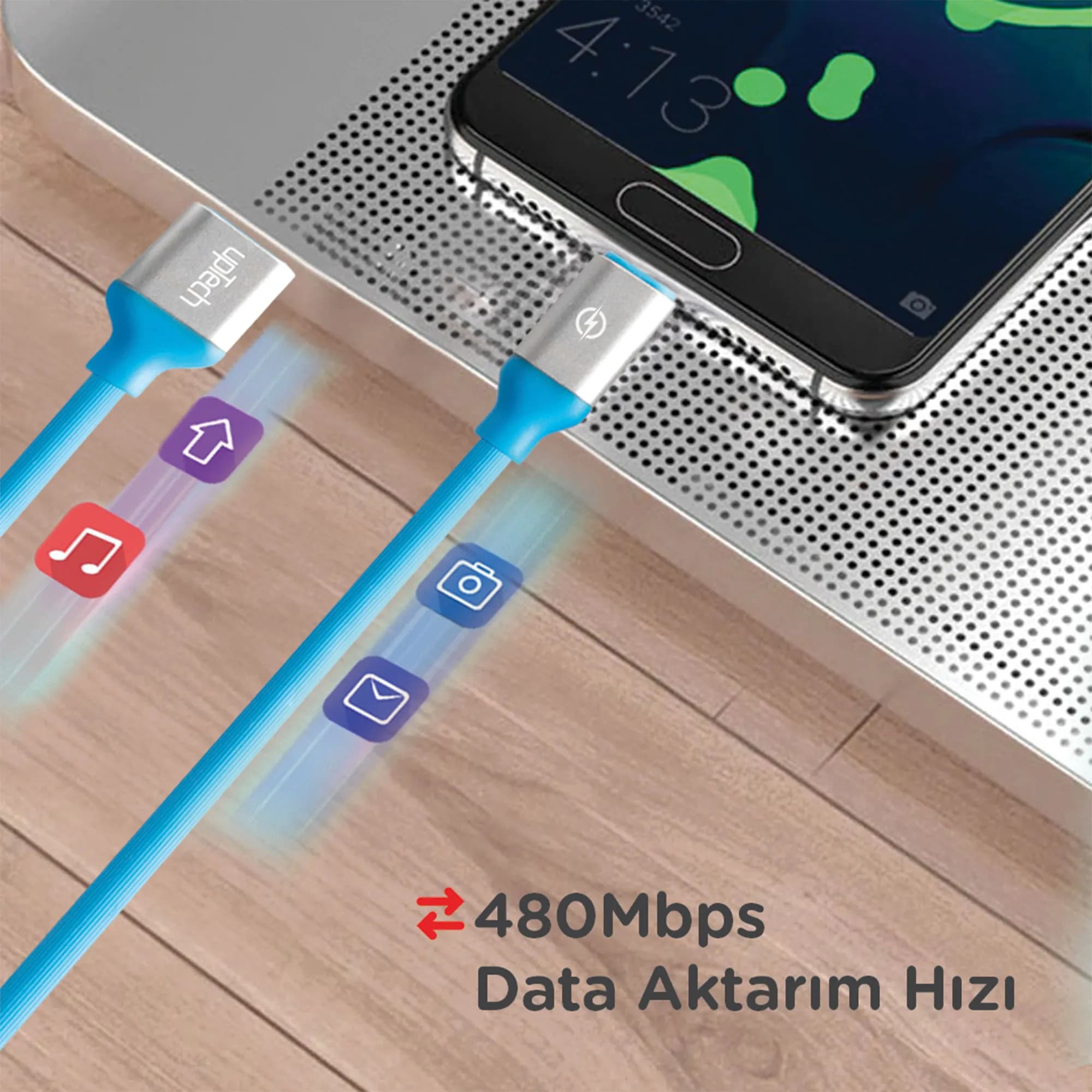 USB to Micro USB Charge&Sync Cable 1.2mt - Blue 5
