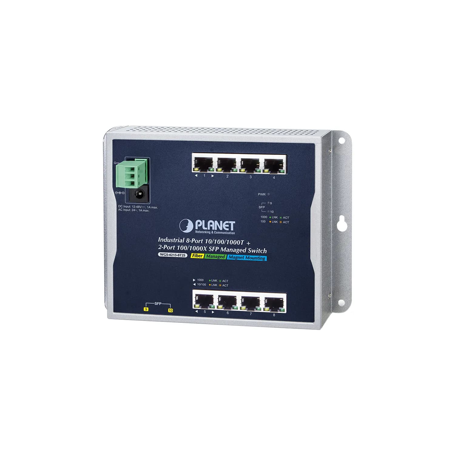 IP30, IPv6/IPv4, 8-Port 1000T 802.3at PoE + 2-Port 100/1000X SFP Wall-mount Managed Ethernet Switch