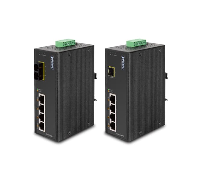 4-Port 10/100Mbps with PoE + 1-Port 100FX Industrial Ethernet Switch – Wide Temperature