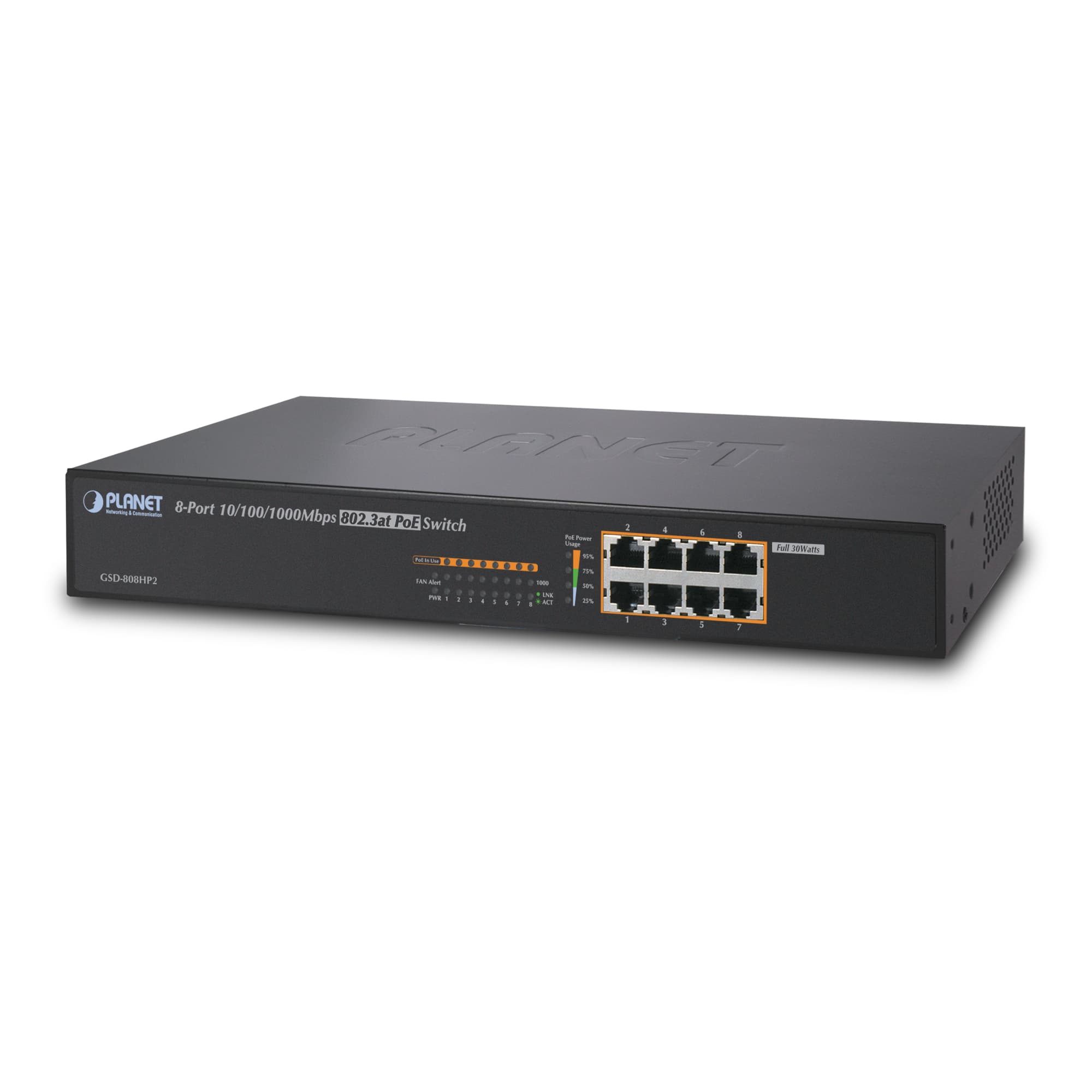 8-Port 10/100/1000 Gigabit Ethernet Switch with 8-Port 802.3at POE+ (240W POE Budget)
