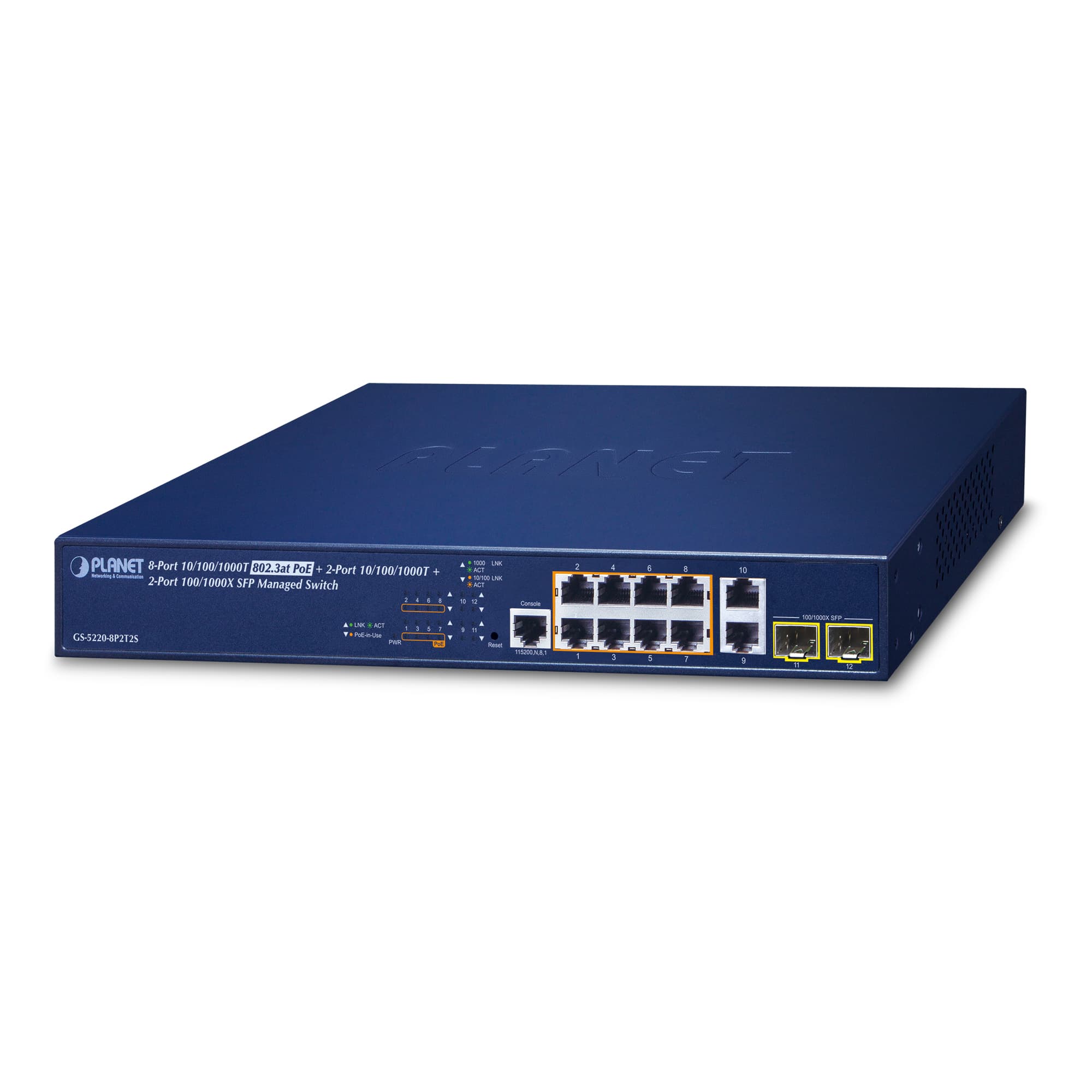 L2+ 8-Port 10/100/1000T 802.3at PoE + 2-Port 10/100/1000T + 2-Port 100/1000X SFP Managed Switch