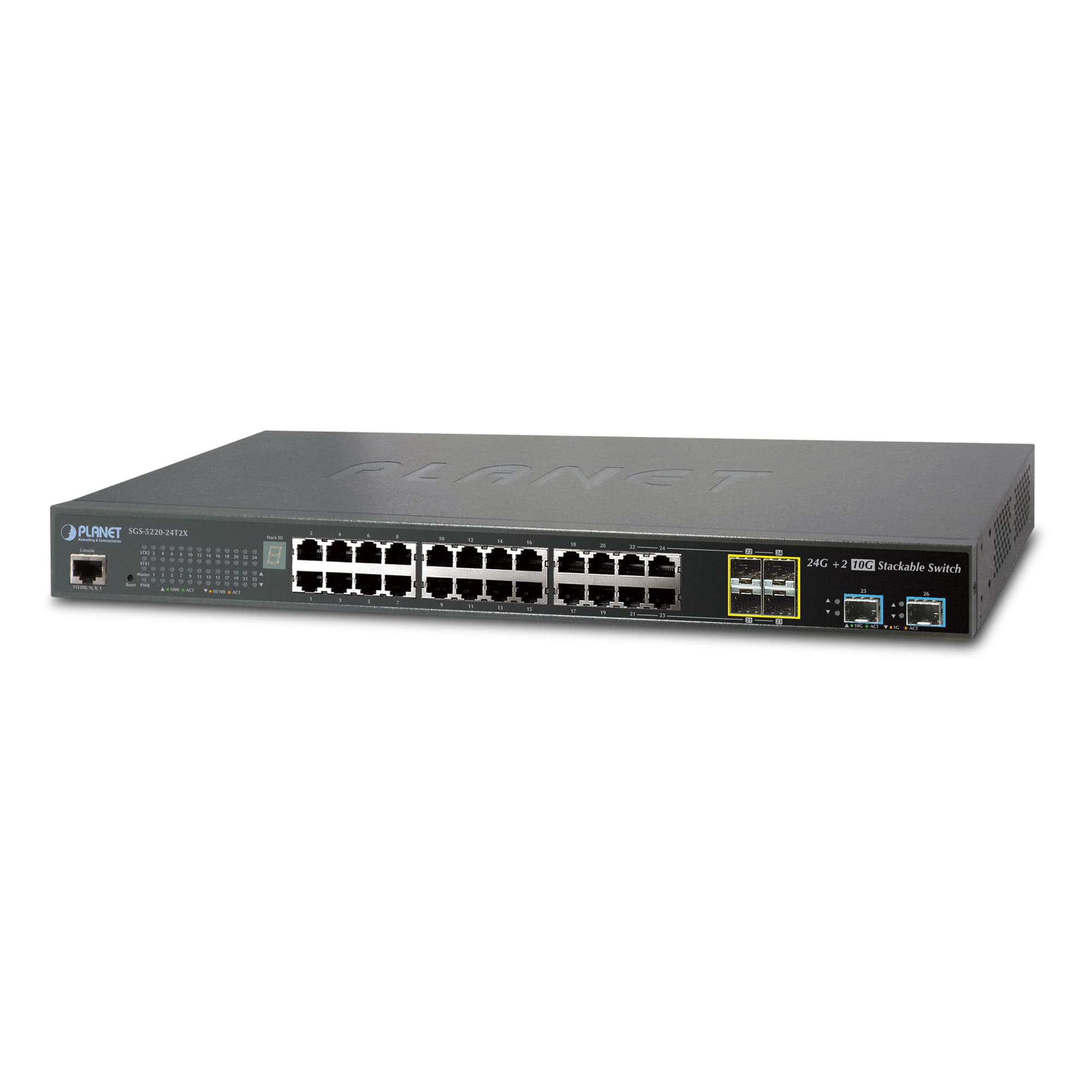 L2+ 24-Port 10/100/1000T + 4-Port Shared SFP + 2-Port 10G SFP+ Managed Stackable Switch