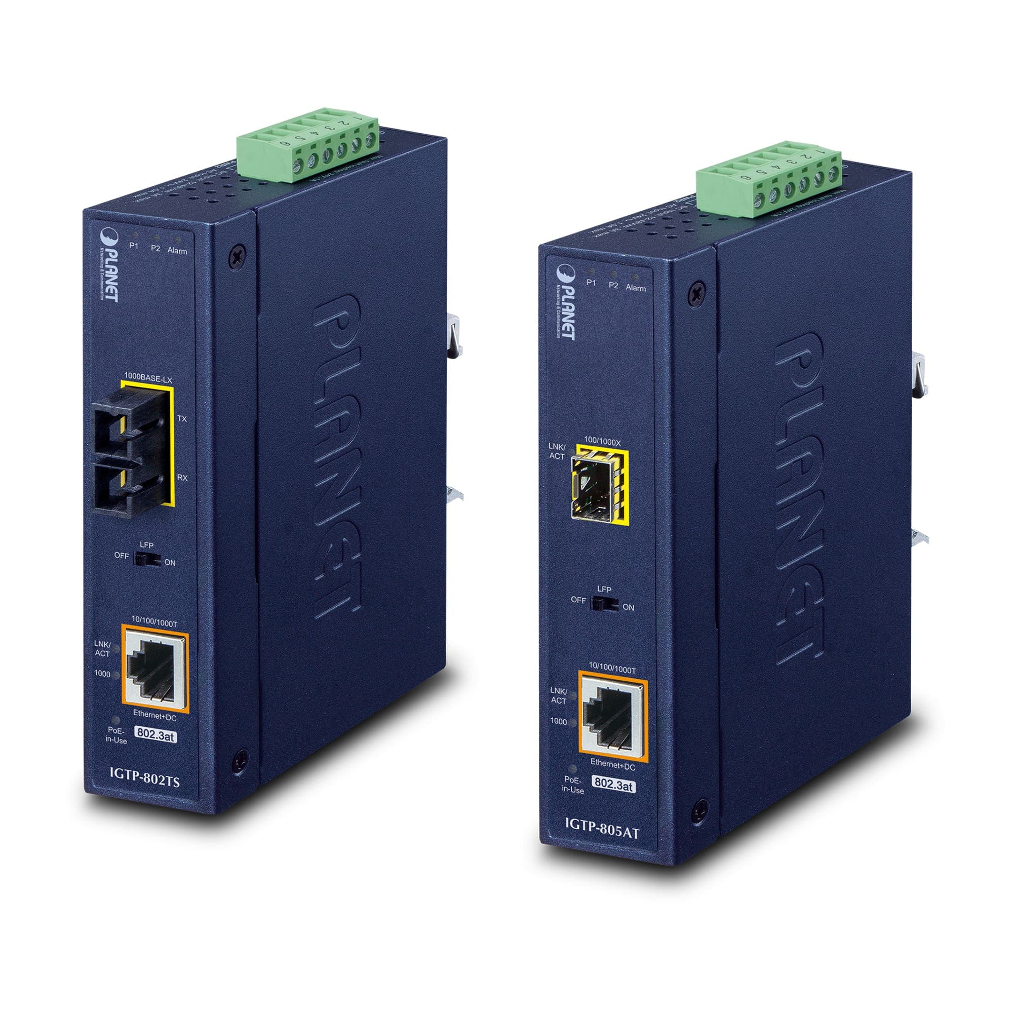 1000BASE-X’den 10/100/1000BASE-T 802.3at PoE+ Endüstriyel Medya Dönüştürücü