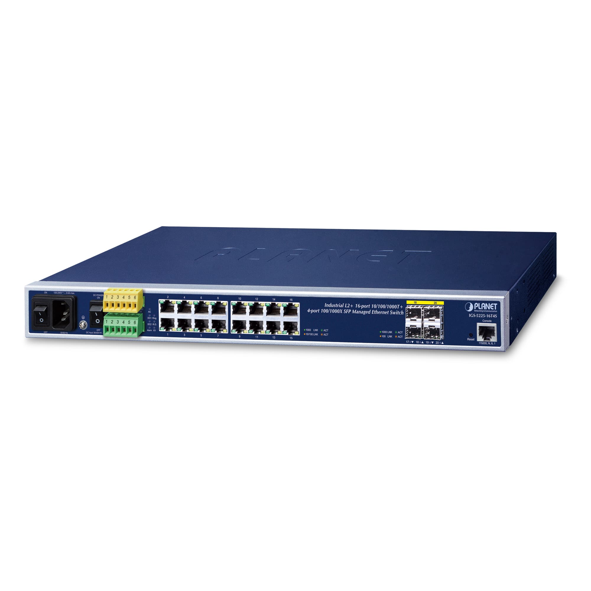 Industrial L2+ 16-Port 10/100/1000T + 4-Port 100/1000X SFP Managed Ethernet Switch