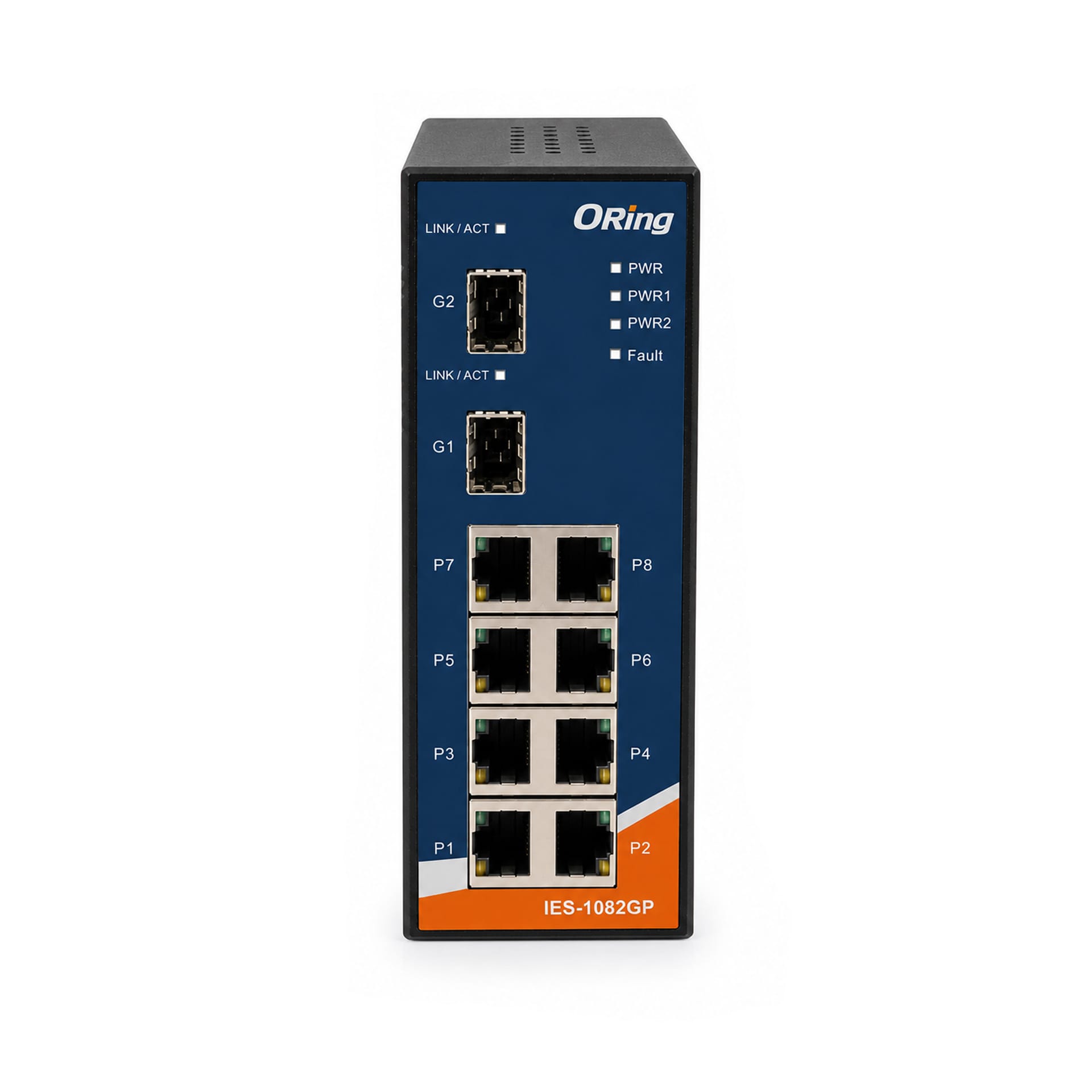 Endüstriyel Tip 8 Port Fast Ethernet Switch, 2 Gigabit SFP, IP30, -40°C ~ +70°C