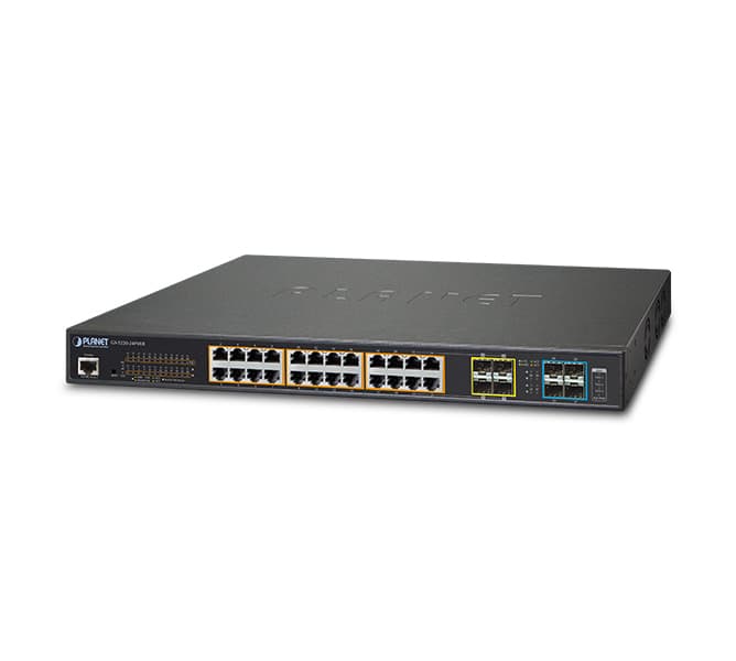 L2+ 24-Port 10/100/1000T 802.3at PoE + 4-Port 10G SFP+ Managed Switch / 400W