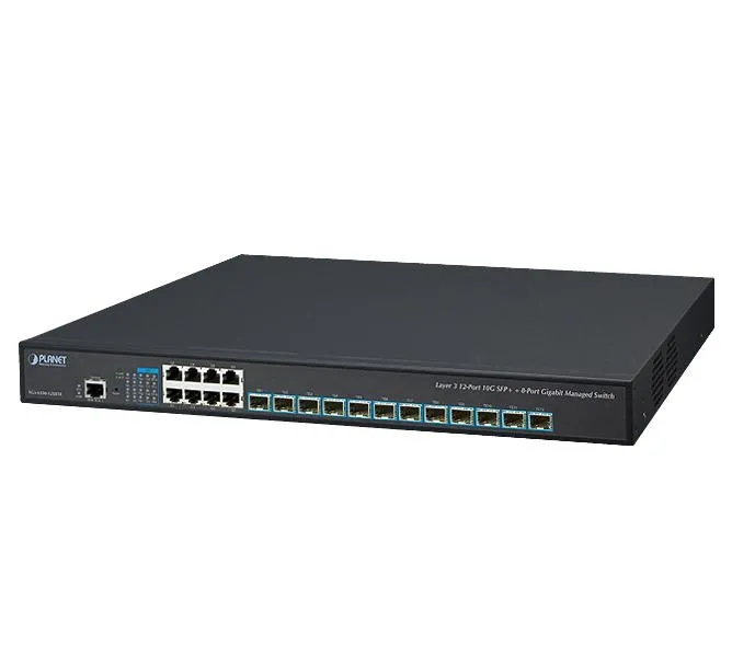 Layer 3 12-Port 10G SFP+ + 8-Port 10/100/1000T Managed Switch with Dual 100~240V AC Redundant Power