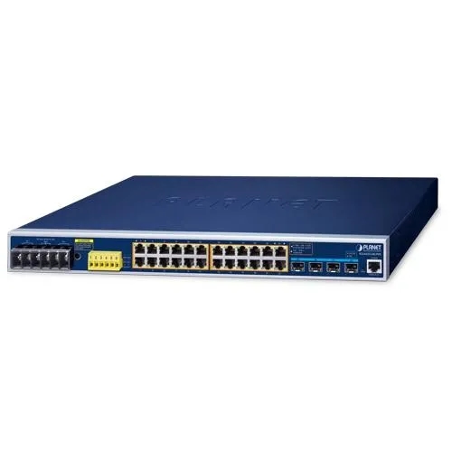 IP30 19" Rack Mountable Industrial L3 Managed Core Ethernet Switch, 24*100/1000X SFP with 4 shared 10/100/1000T + 4*10G SFP+ (-40 to 75 C, AC + 2 DC)