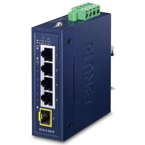 IP30 Compact size 4-Port 10/100/1000T + 1-Port 100/1000X SFP Gigabit Ethernet Switch